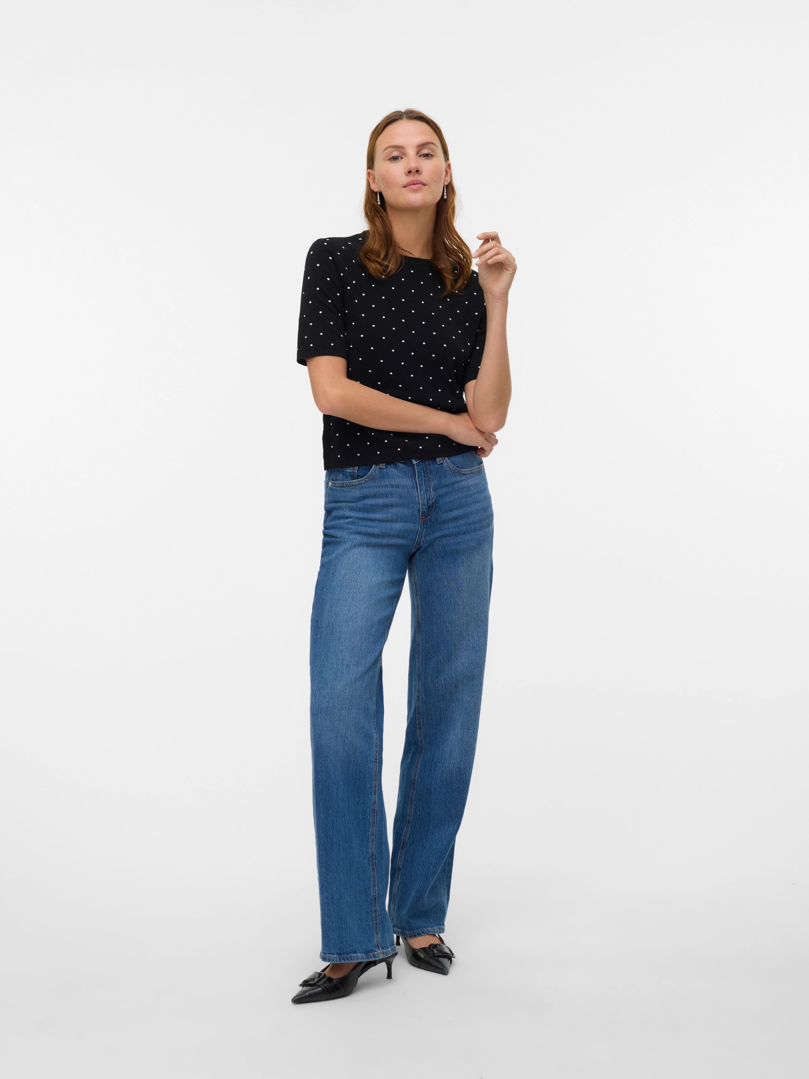 VERO MODA SABA SS O-NECK DOT PULLOVER