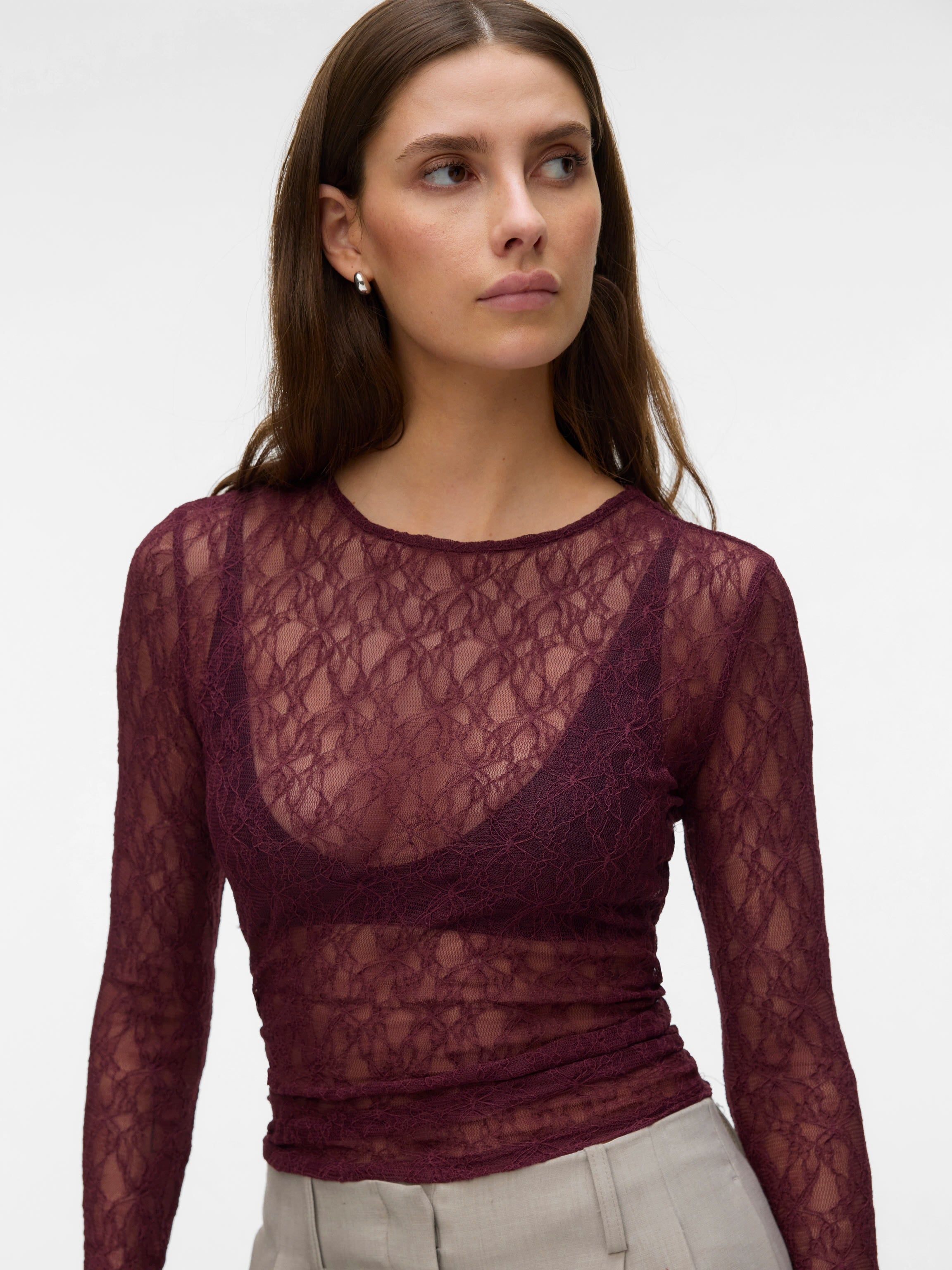 AWARE TESSY LS O-NECK LACE TOP