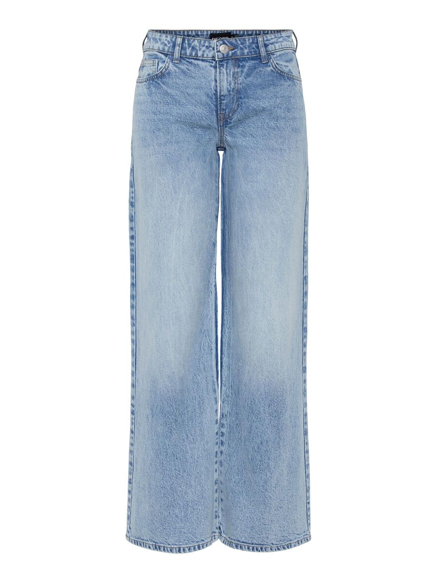 PIECES SELMA LW WIDE JEANS - LIGHT BLUE DENIM
