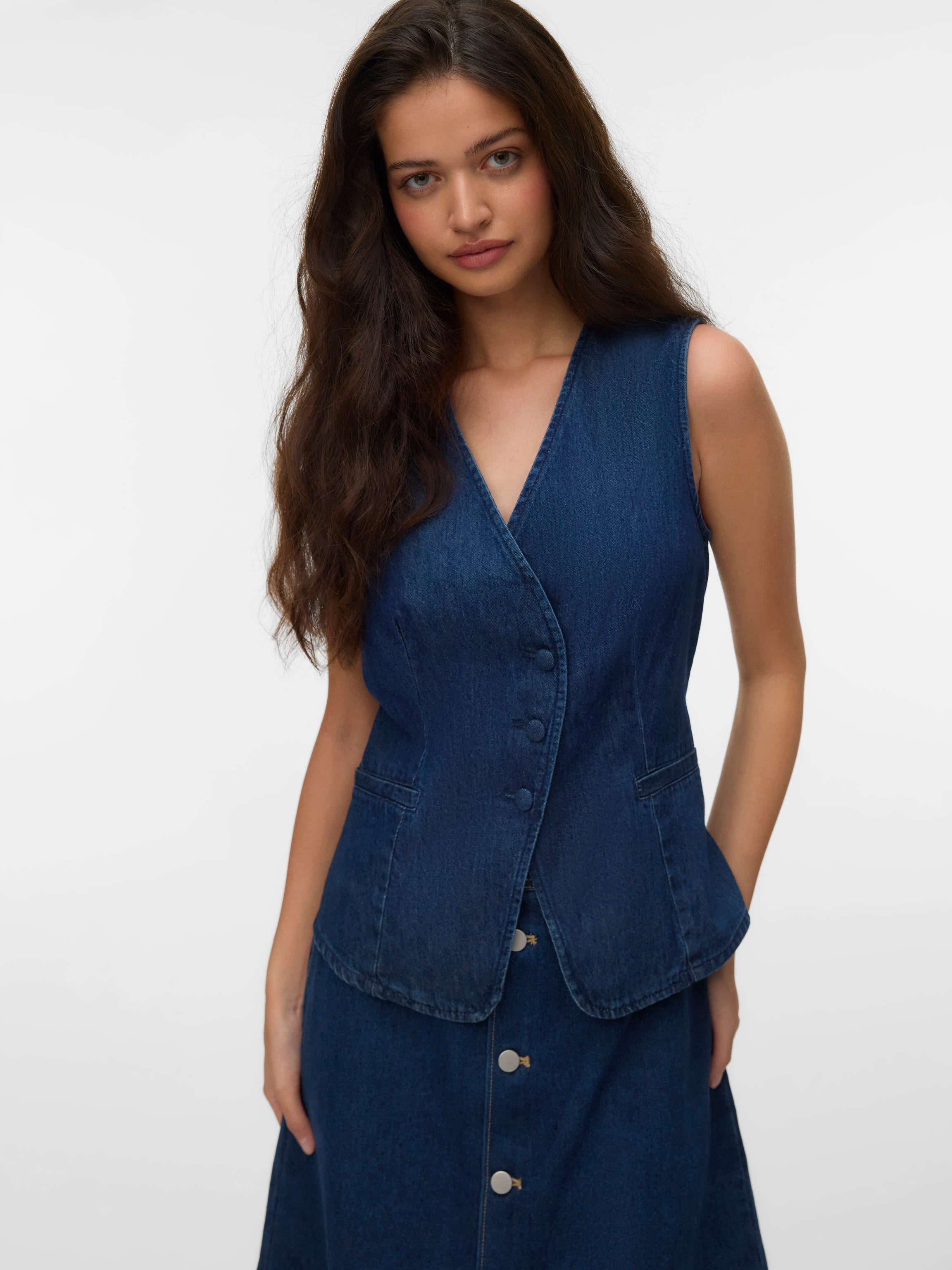 VERO MODA VITA SL DENIM WAISTCOAT