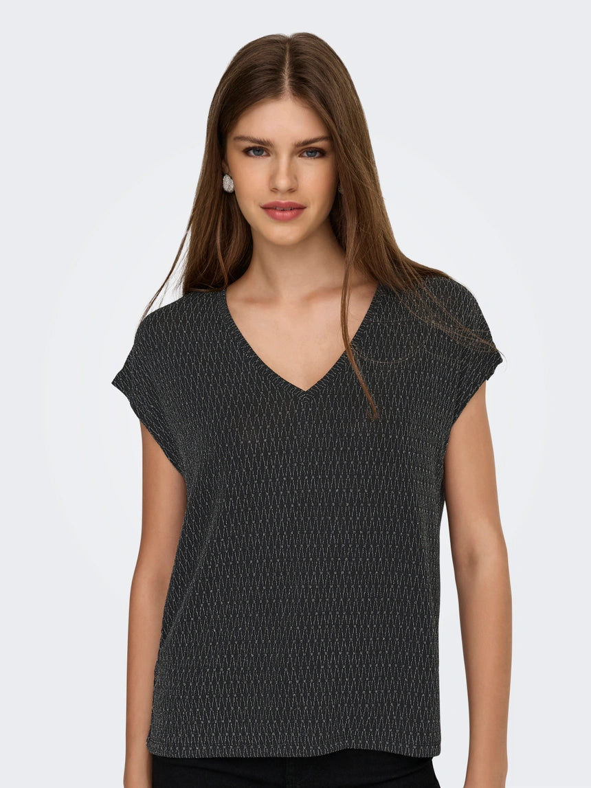 ONLY CAROL S/S V-NECK GLITTER TOP