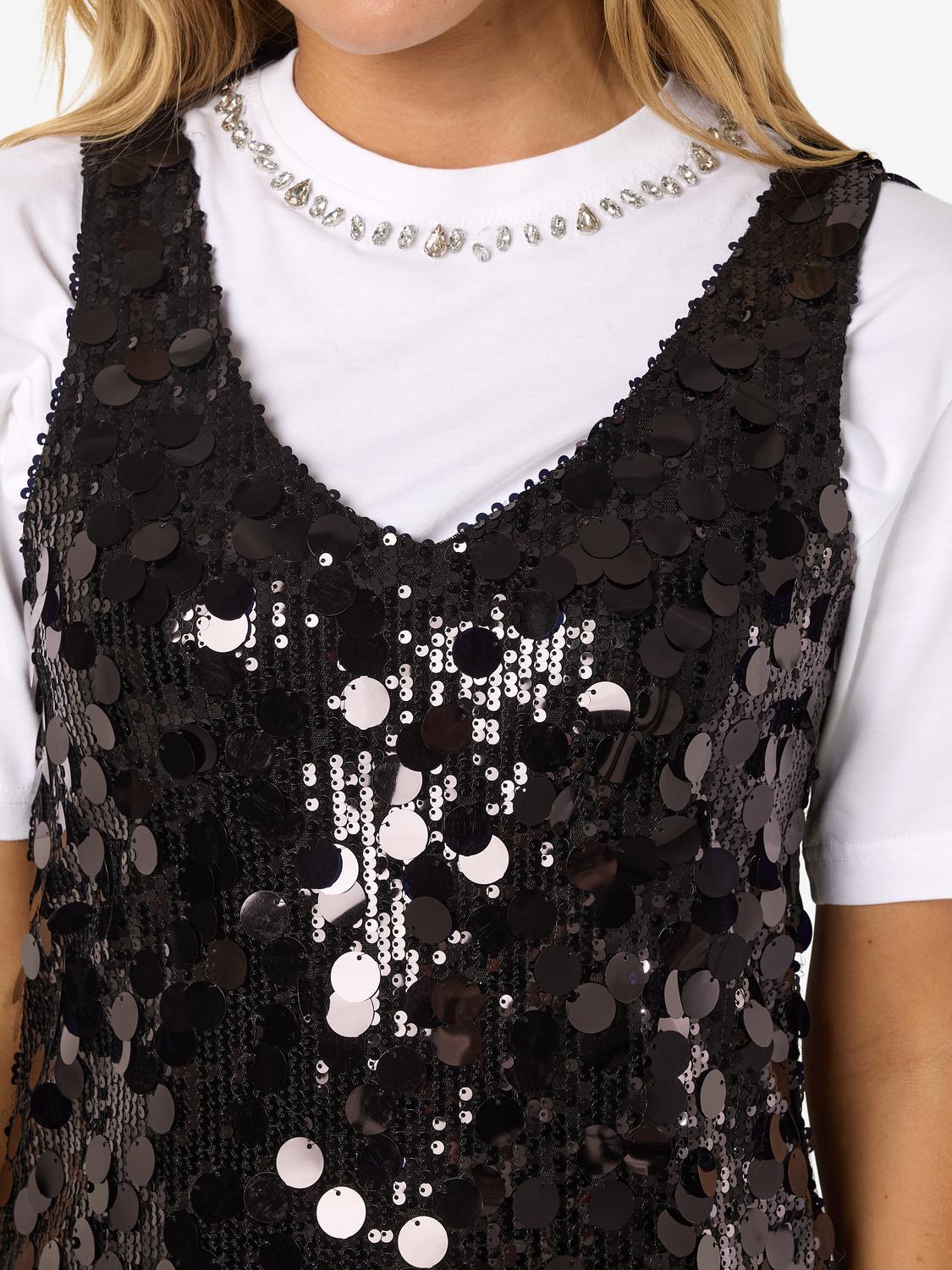 NOISY MAY ELVA S/L SEQUIN MINI DRESS