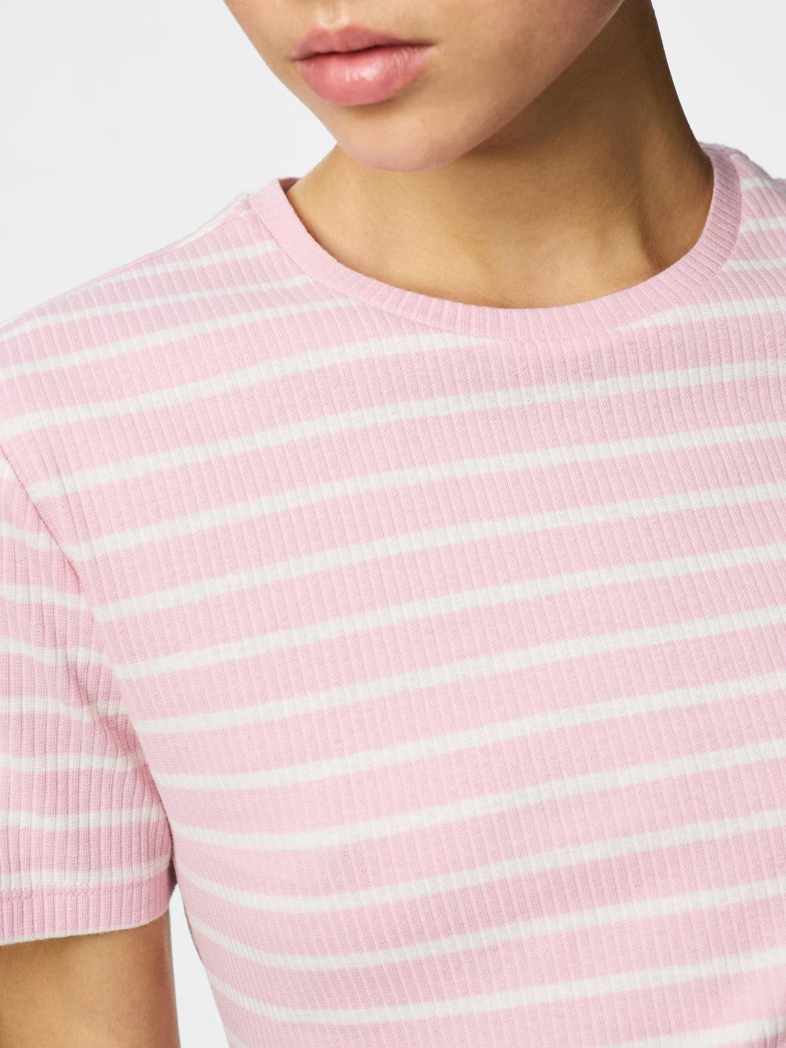 PIECES RUKA SS TOP - ROSEATE/CLOUD DANCER