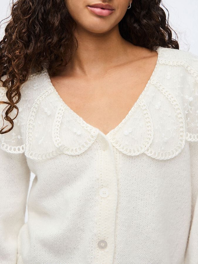 PIECES ABBY LS LACE COLLAR KNIT CARDIGAN