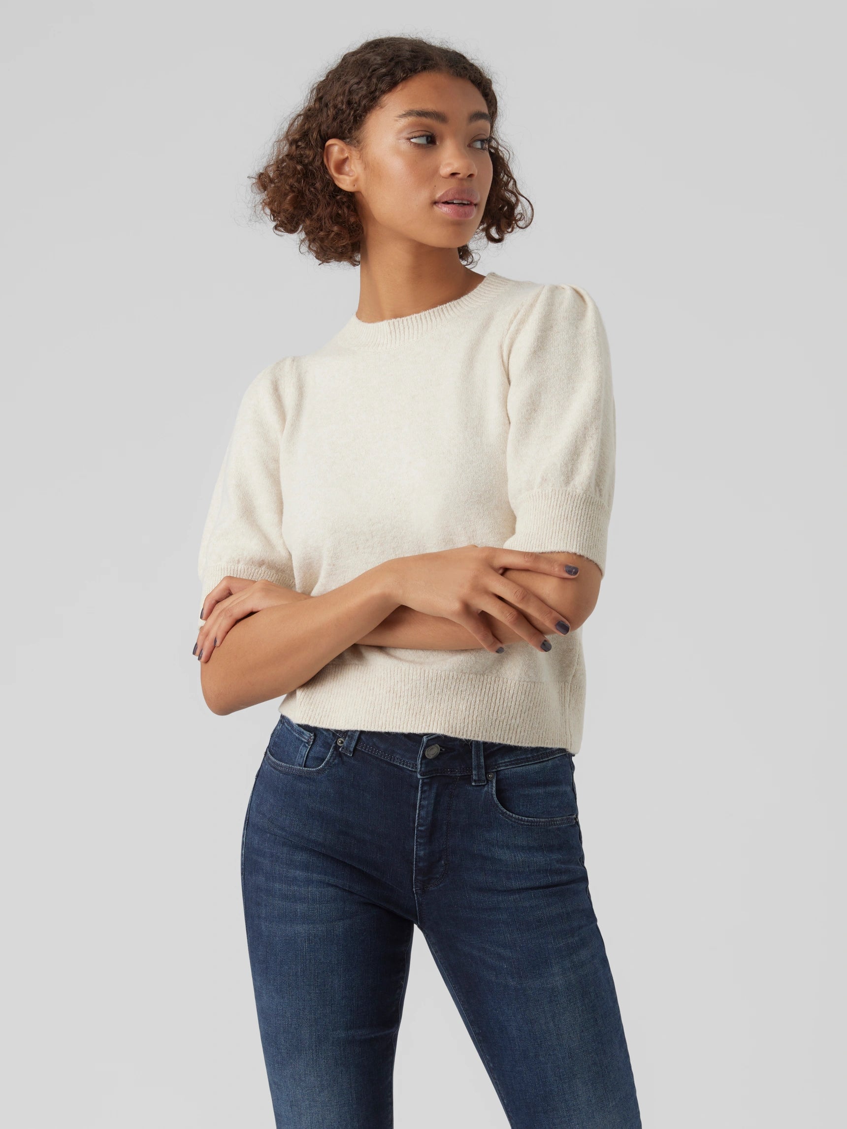 VERO MODA DOFFY 2/4 O-NEKCK PULLOVER - BIRCH