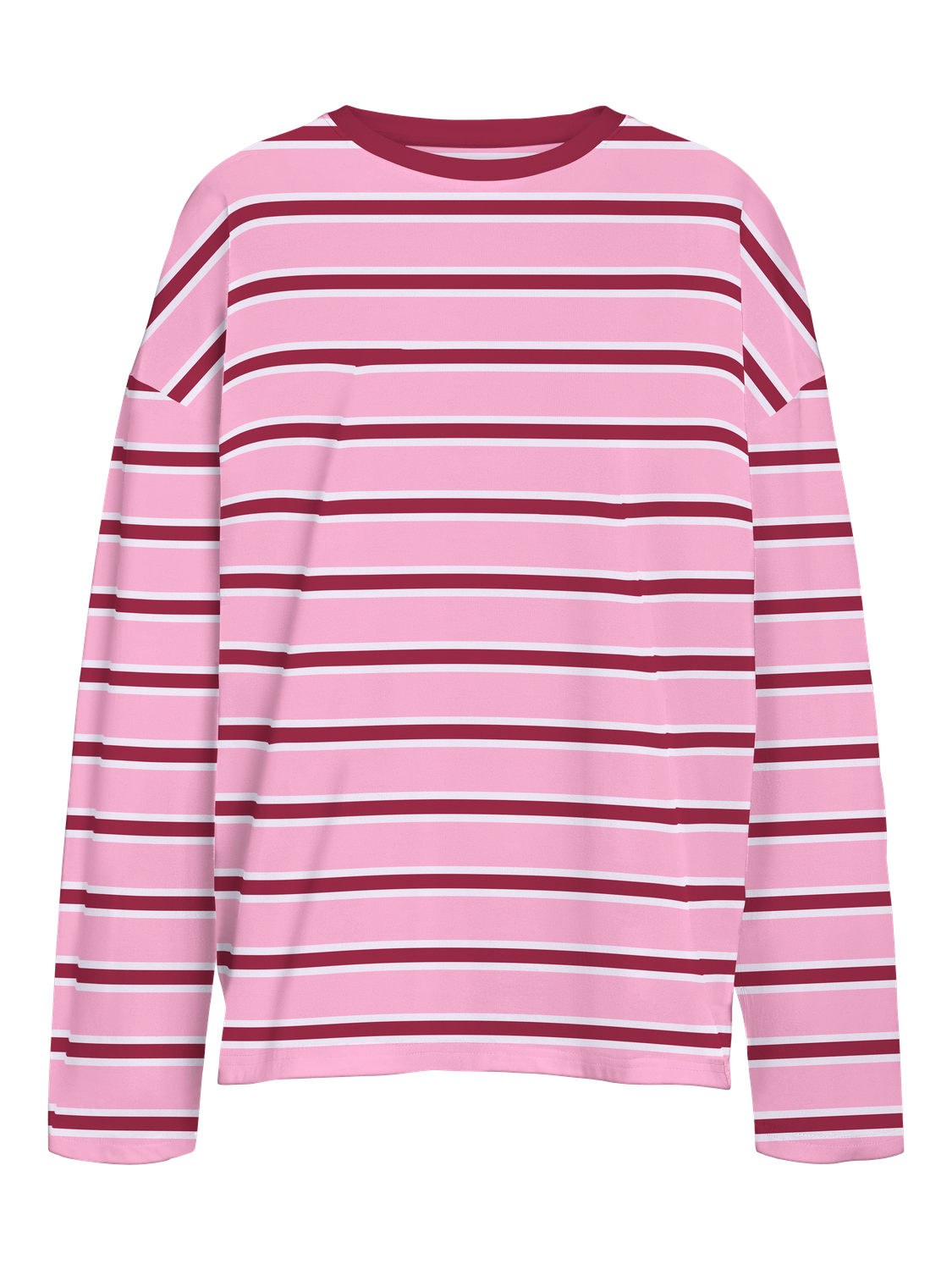 NOISY MAY EMBER L/S STRIPE SWEAT - PINK/RED