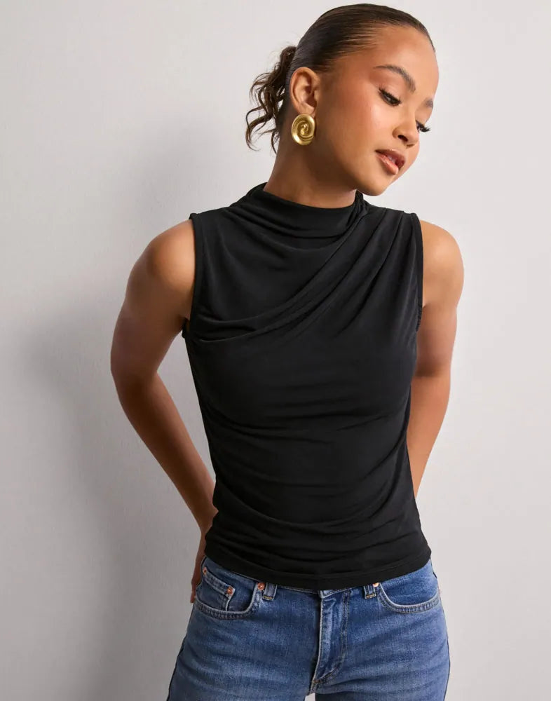 PIECES MADISON SL DRAPED TOP