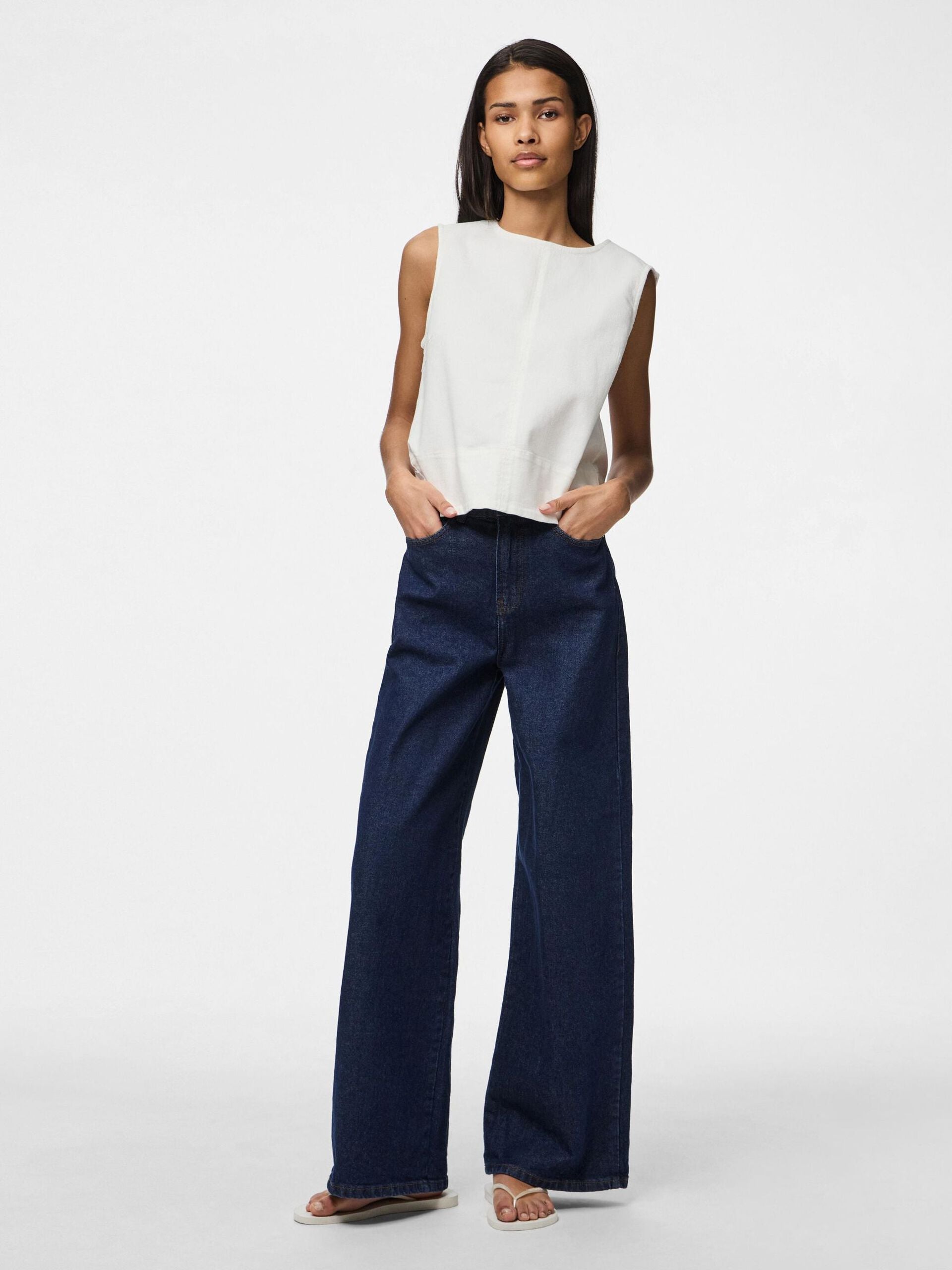 PIECES SALUME SL DENIM TOP