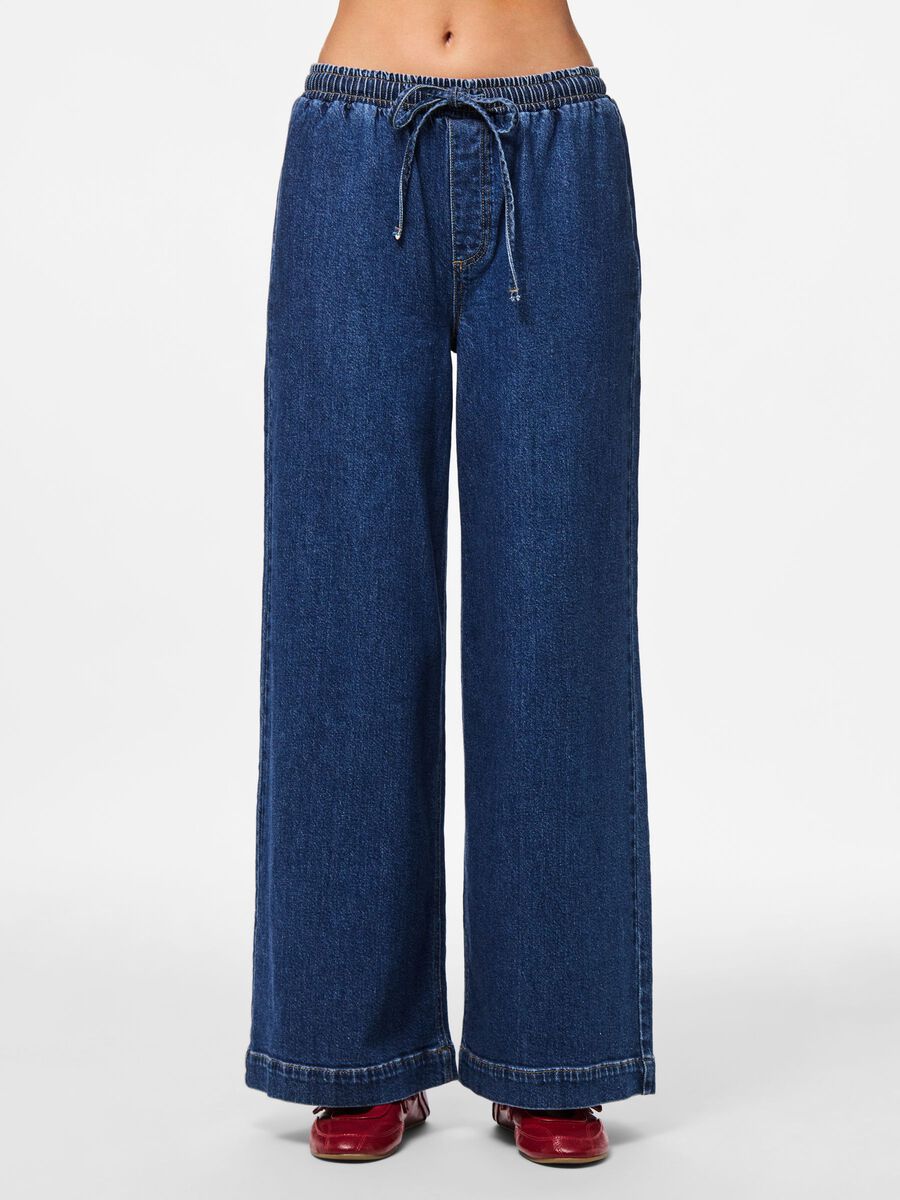 PIECES SILKE MW PULL UP DENIM PANTS