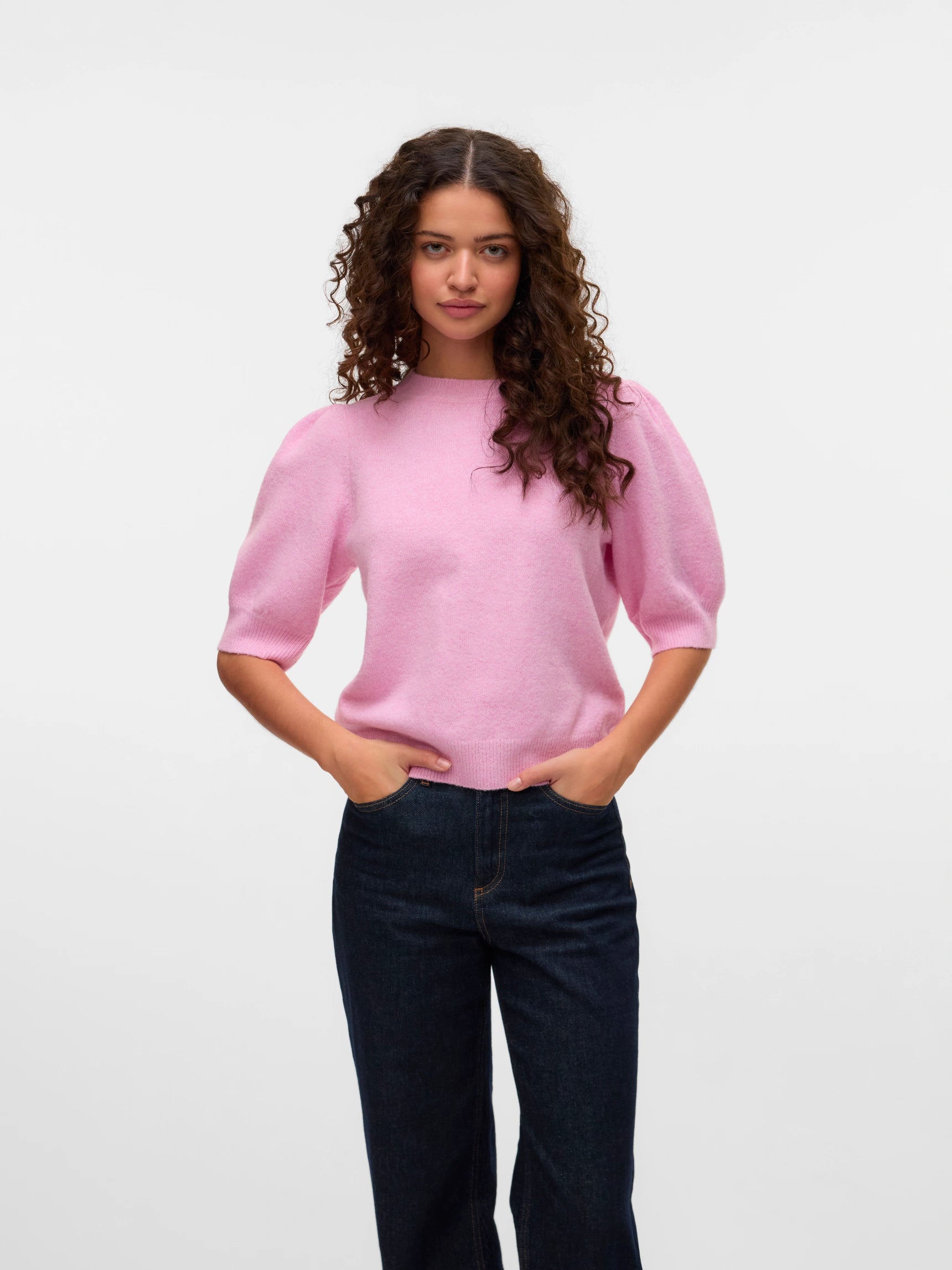VERO MODA DOFFY 2/4 O-NEKCK PULLOVER - PINK