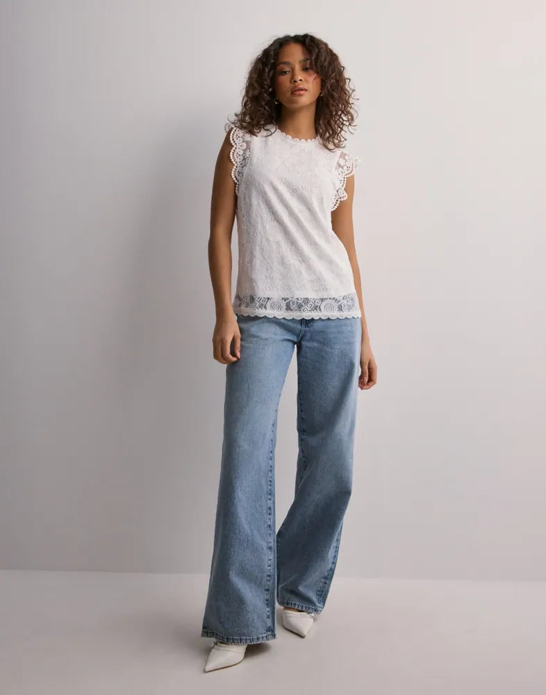 PIECES OLLINE SL LACE TOP
