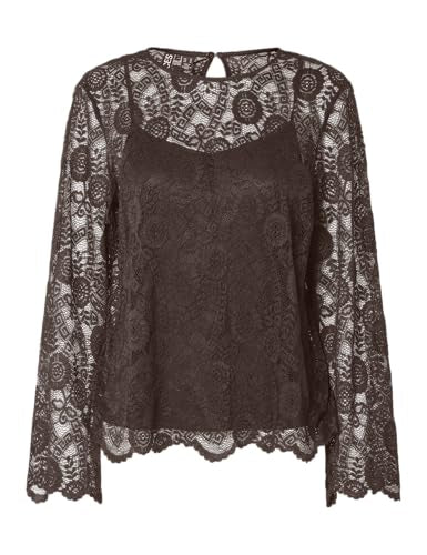 PIECES OLLINE LS LACE O-NECK TOP