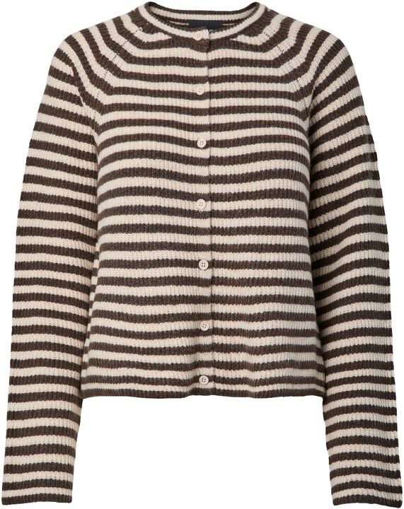 PIECES MALOU LS O-NECK STRIPE CARDIGAN