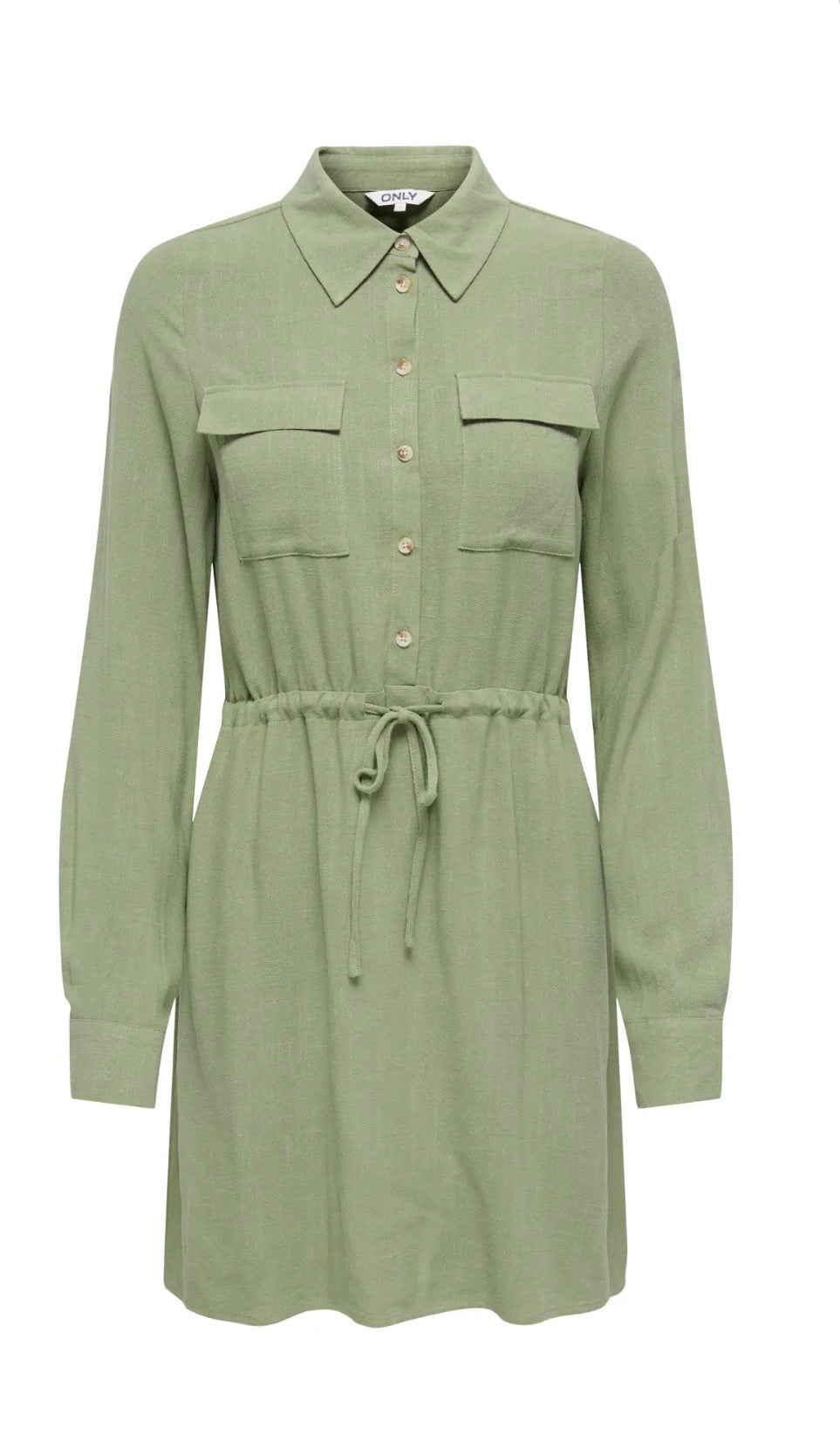 ONLY SIESTA L/S LINEN SHIRT DRESS