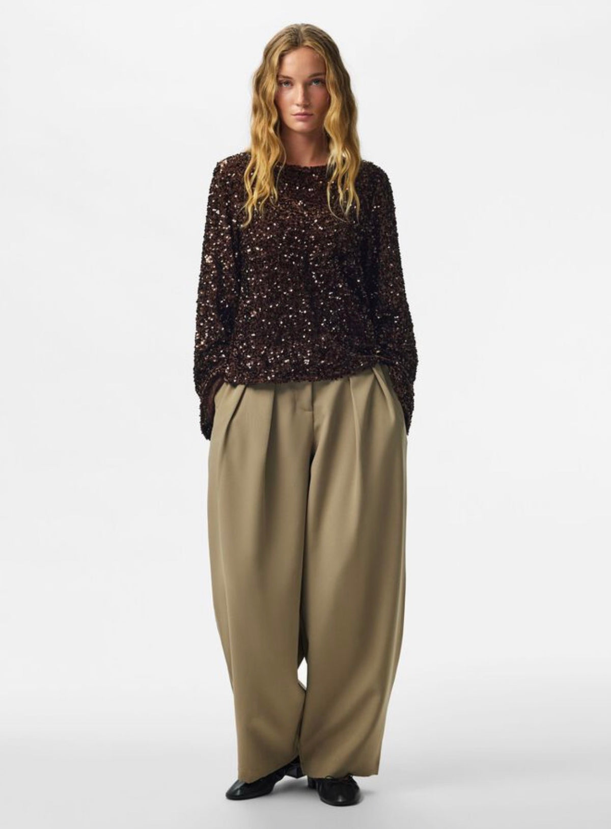 PIECES KAMMY LS DEEP BACK BOW TOP JRS BC