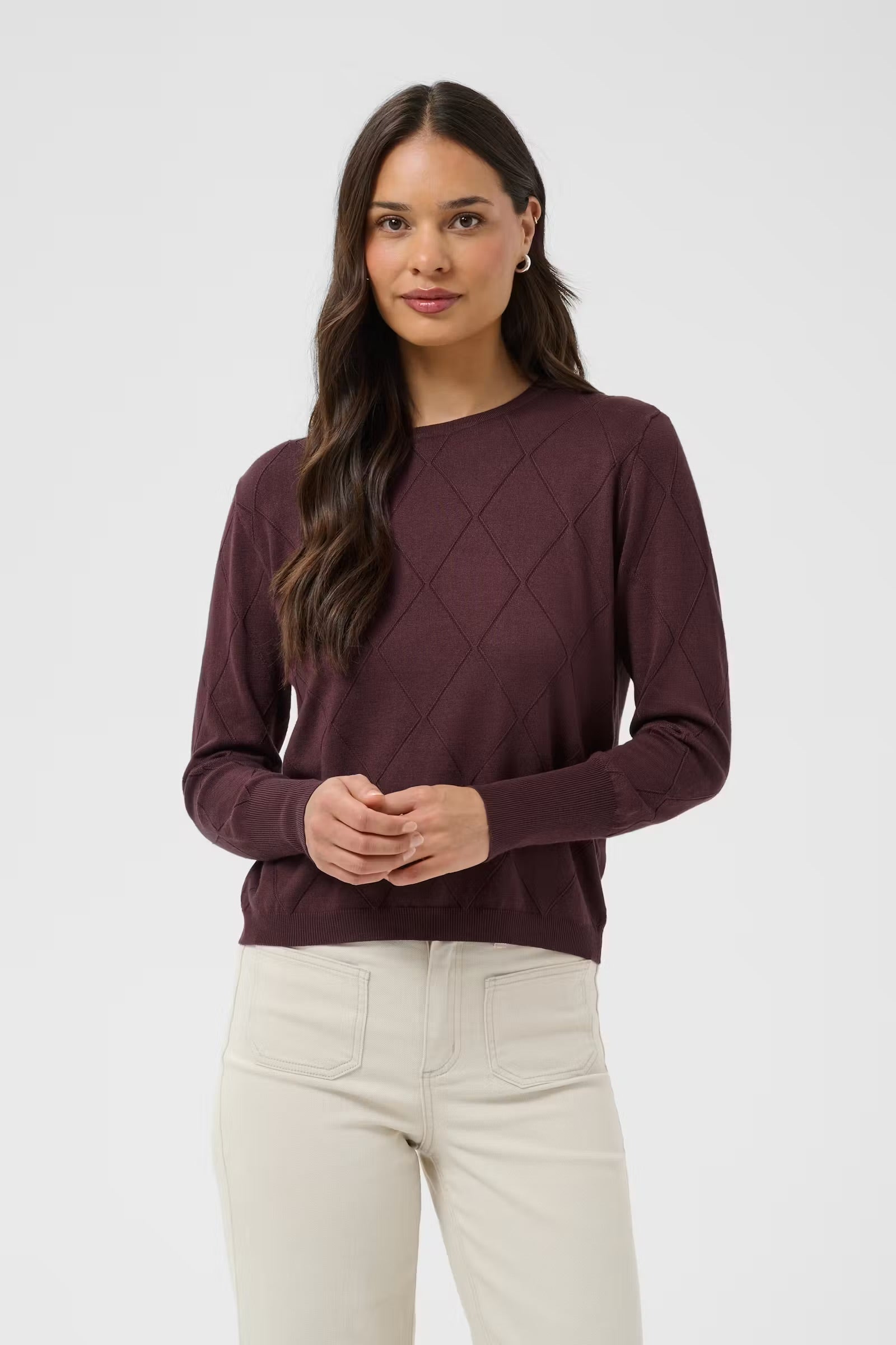 KAFFE LIZZA ARGYLE PULLOVER LS