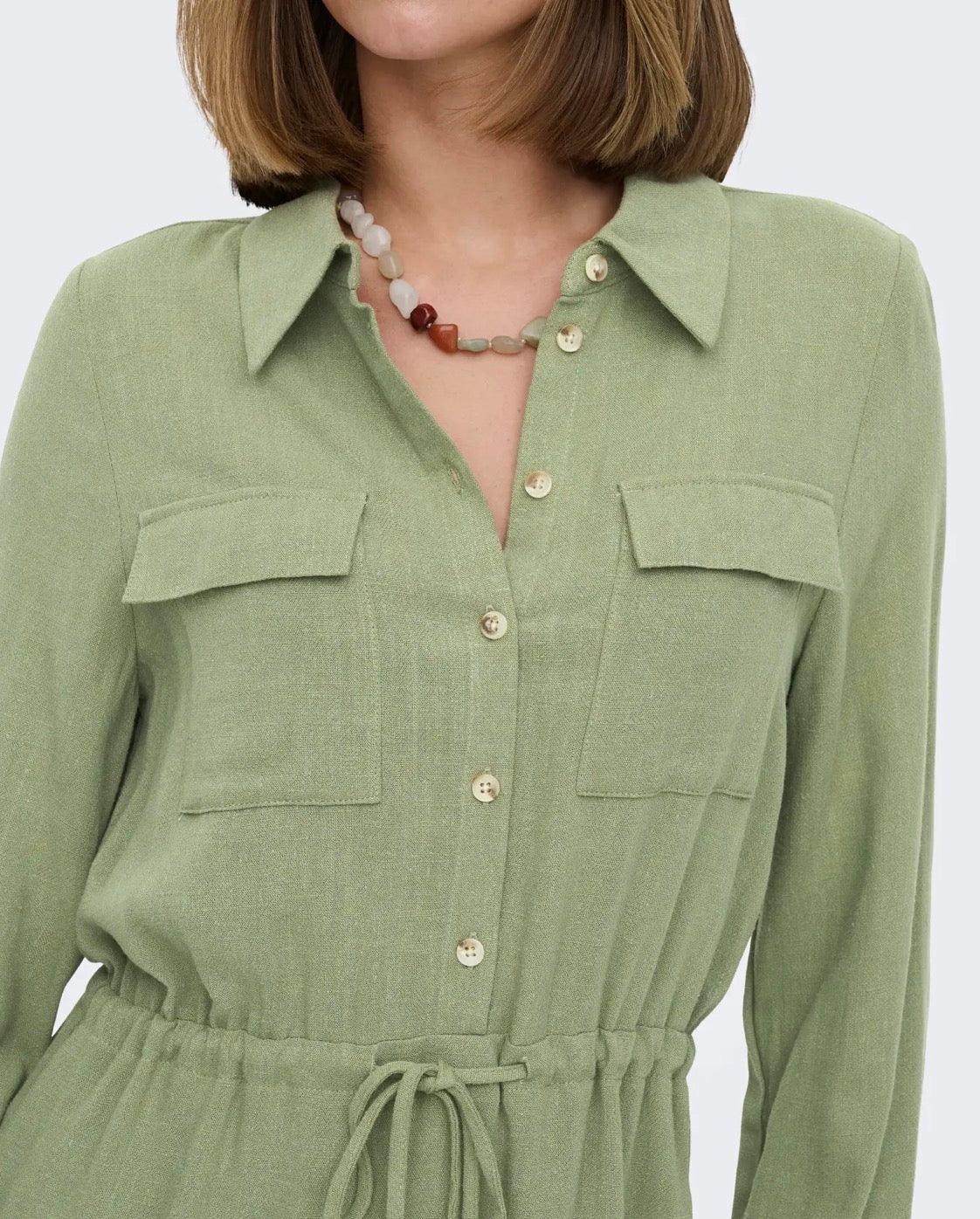 ONLY SIESTA L/S LINEN SHIRT DRESS