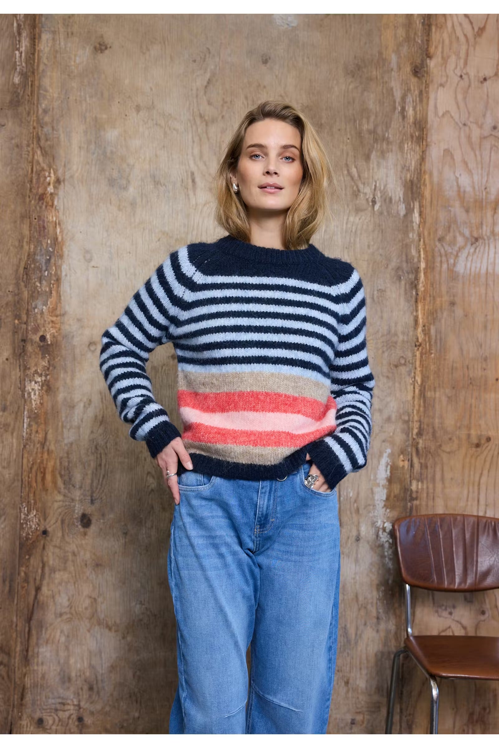 PULZ JEANS ABENA STRIPED PULLOVER