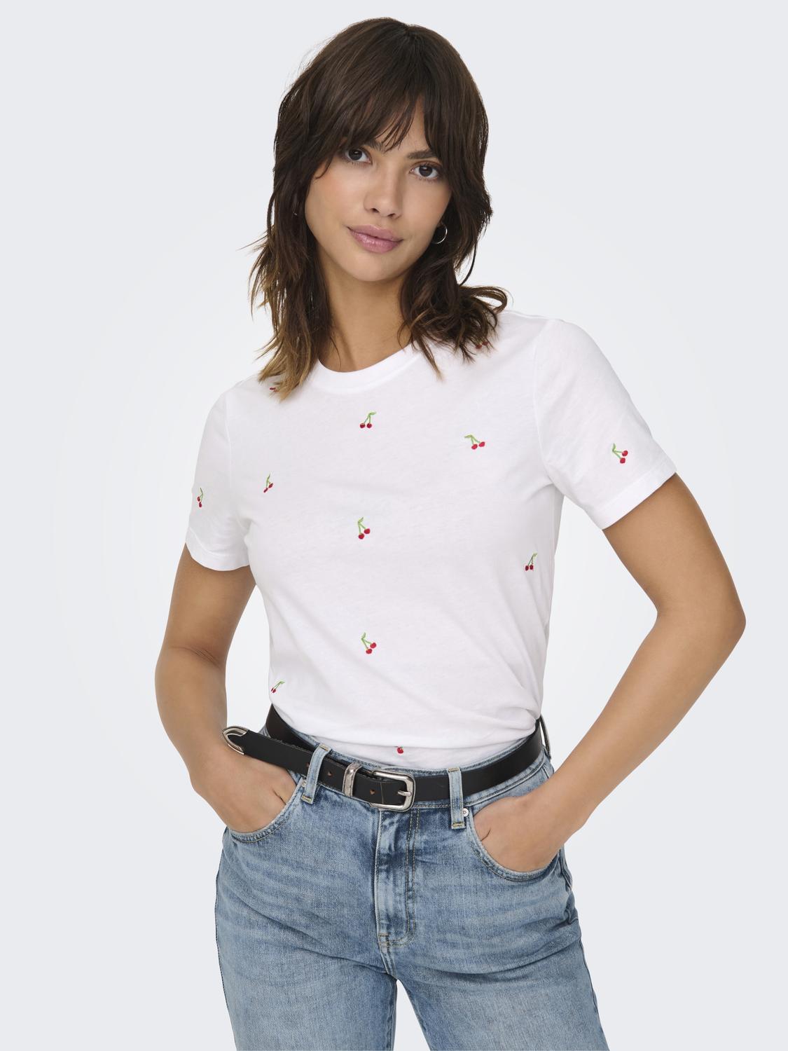 ONLY KETTY S/S O-NECK TOP - CHERRY