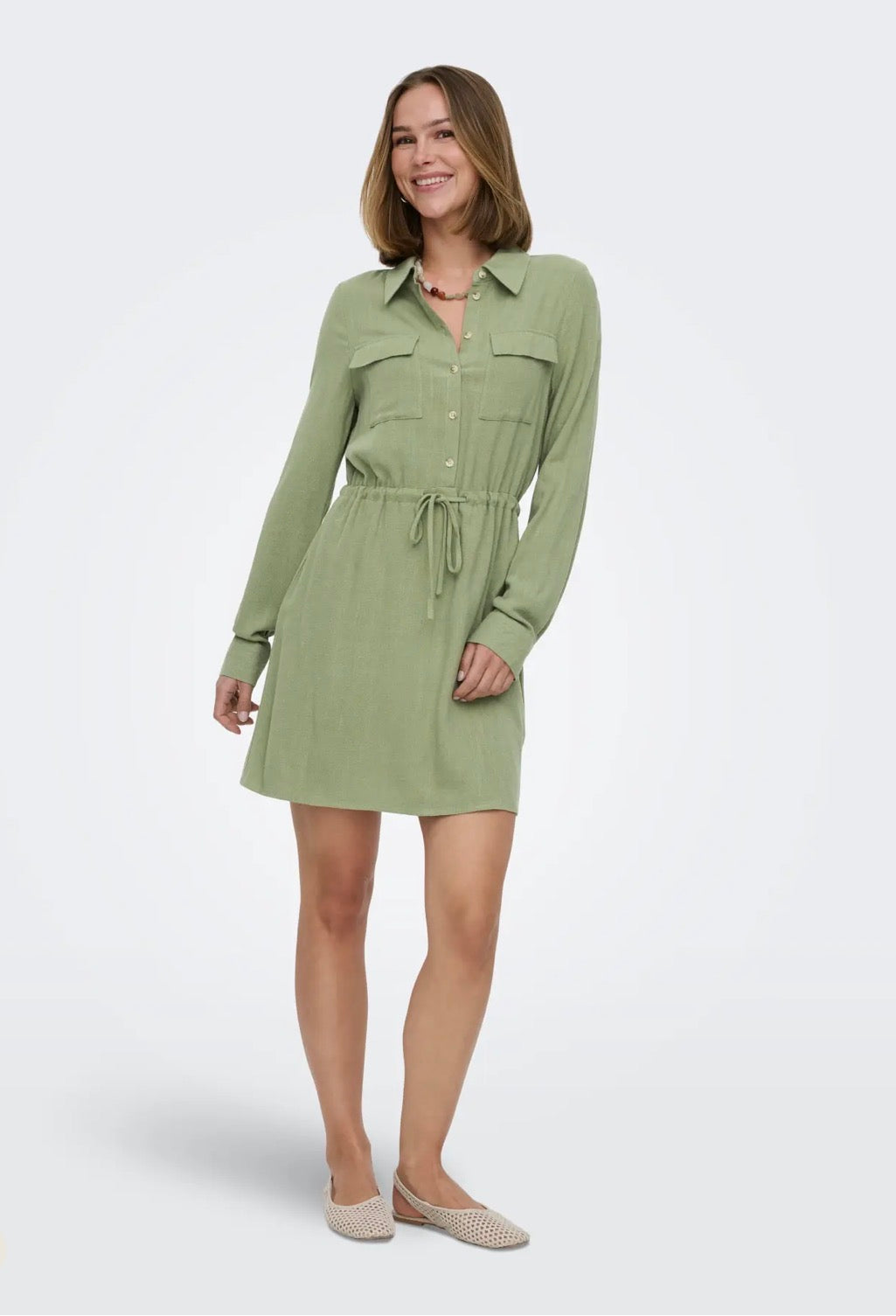 ONLY SIESTA L/S LINEN SHIRT DRESS