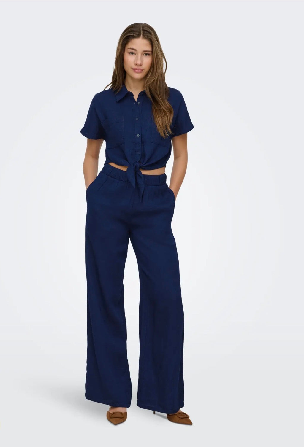 ONLY LEONI SEERSUCKER PULL UP PANTS