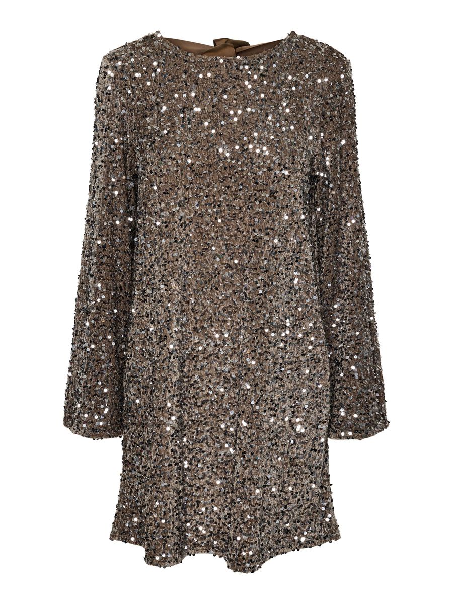 PIECES KAM LS DEEP BACK BOW DRESS