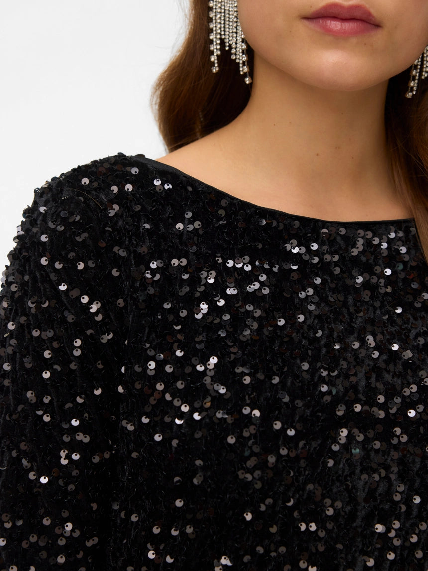 VERO MODA BELLA LS SHORT SEQUIN DRESS