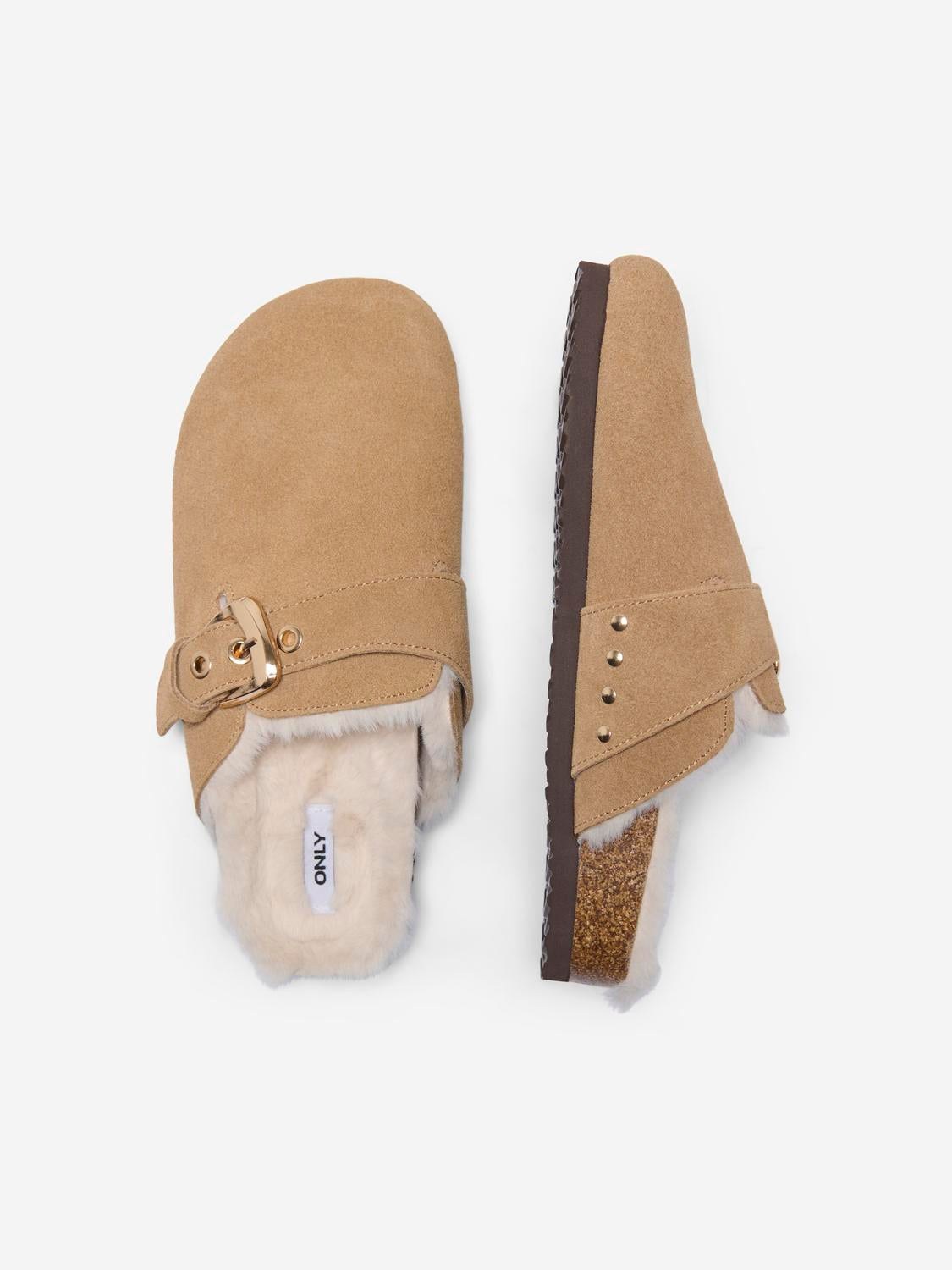 ONLY SHOES HUSTON WARM LEATHER BUCKLE MULE
