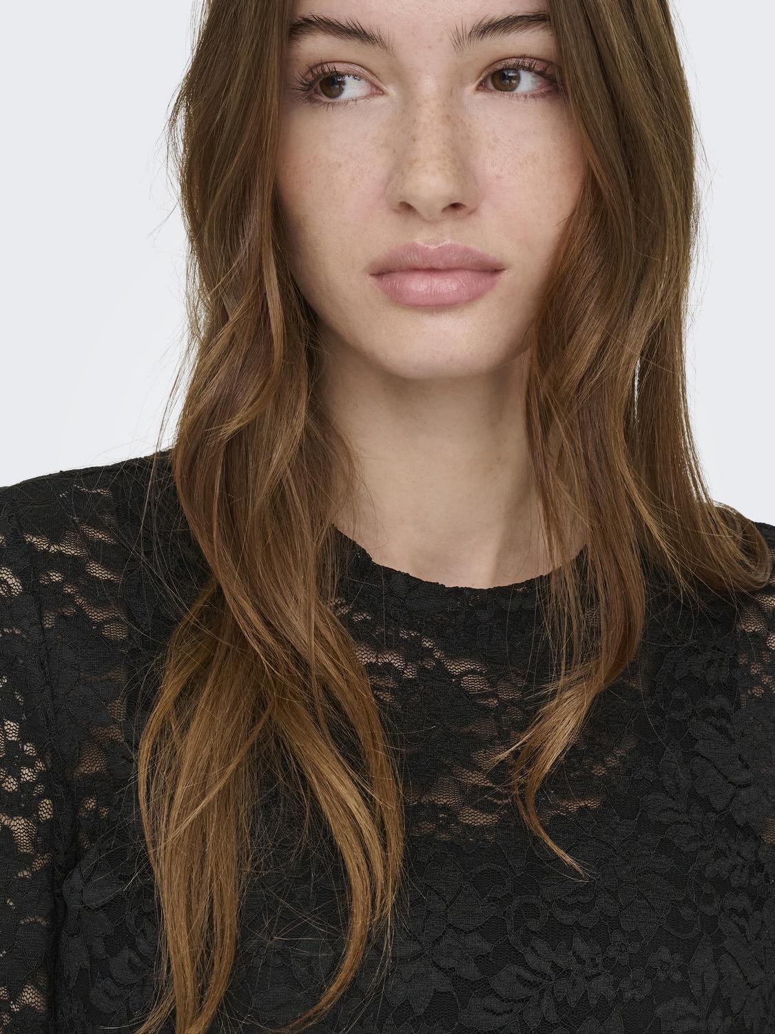 ONLY NIKKA L/S O-NECK LACE TOP