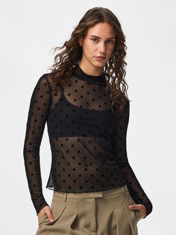 PIECES JESHI LS HIGH NECK TOP
