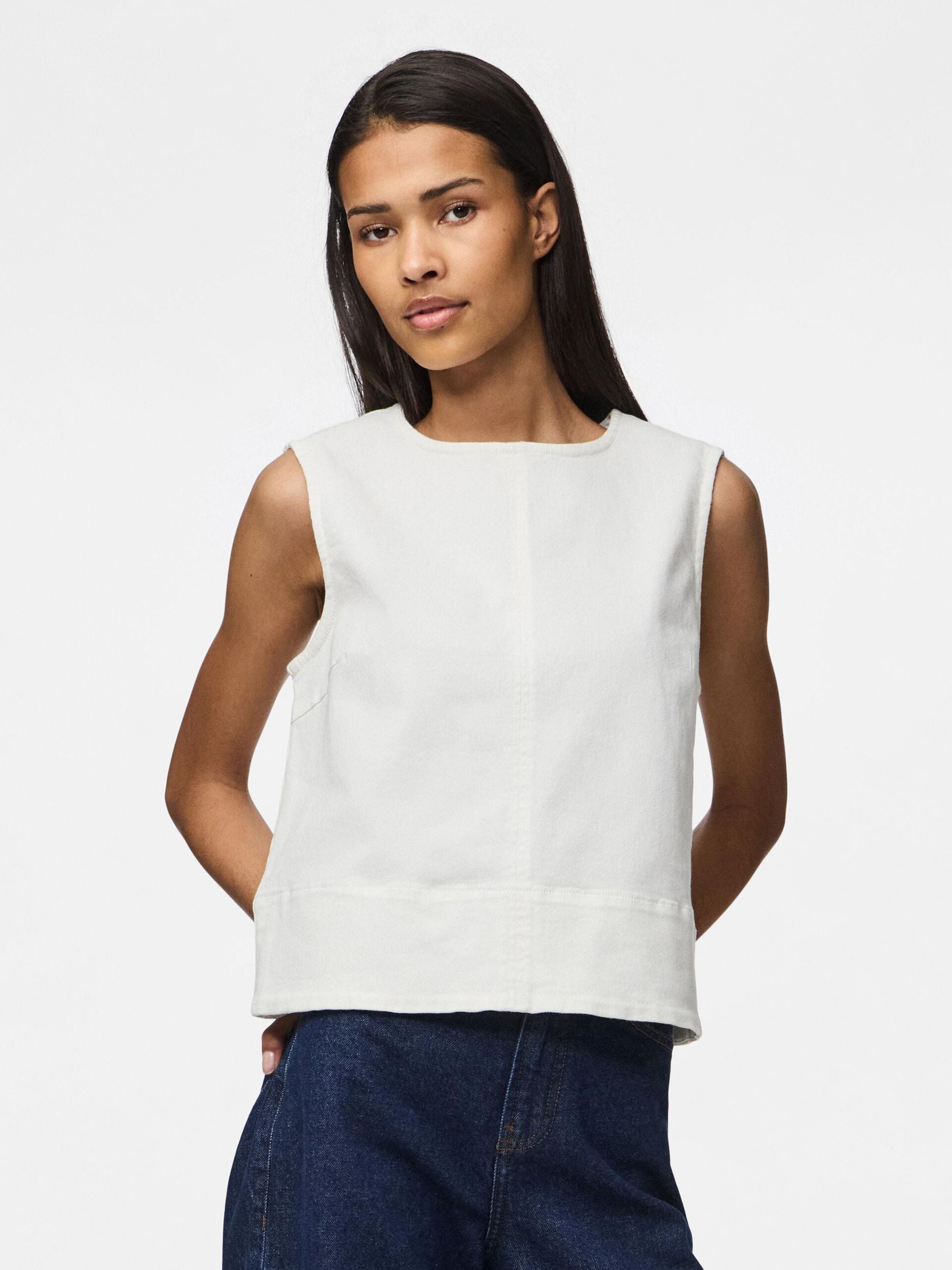 PIECES SALUME SL DENIM TOP