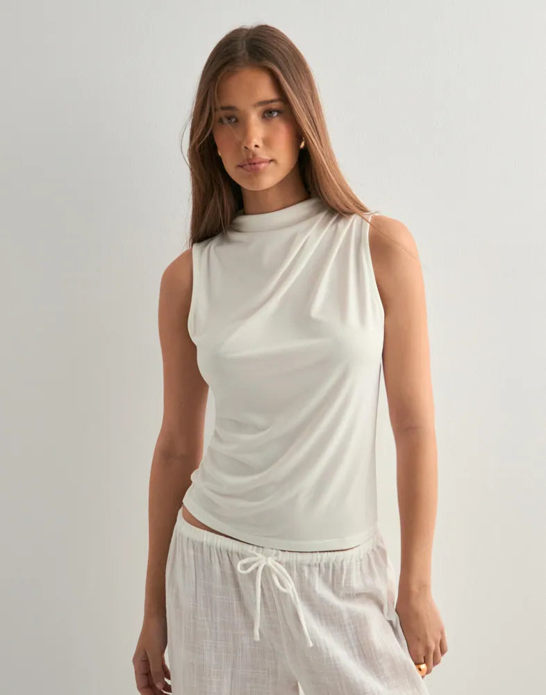 PIECES MADISON SL DRAPED TOP