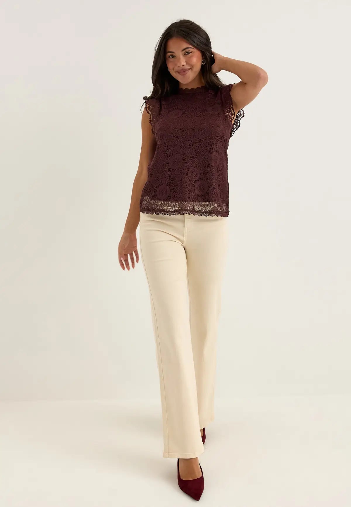 PIECES OLLINE SL LACE TOP