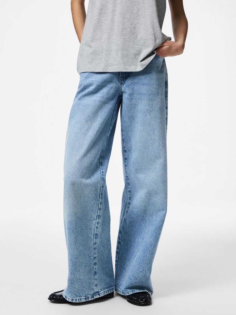 PIECES SELMA LW WIDE JEANS - LIGHT BLUE DENIM