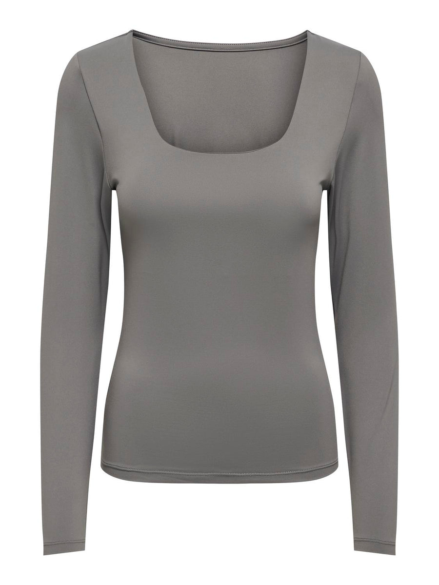 ONLY EA L/S 2-WAY DEEP NECK TOP