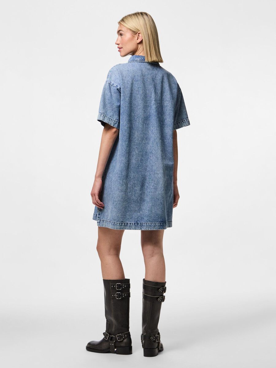 PIECES KENYA SS A-SHAPE DENIM DRESS