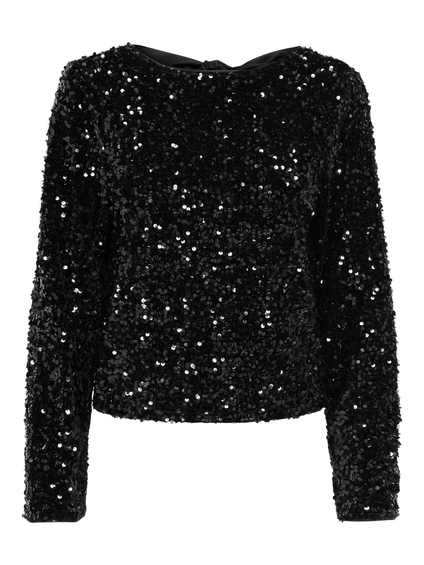 ONLY CONFIDENCE L/S SEQUIN BOW TOP