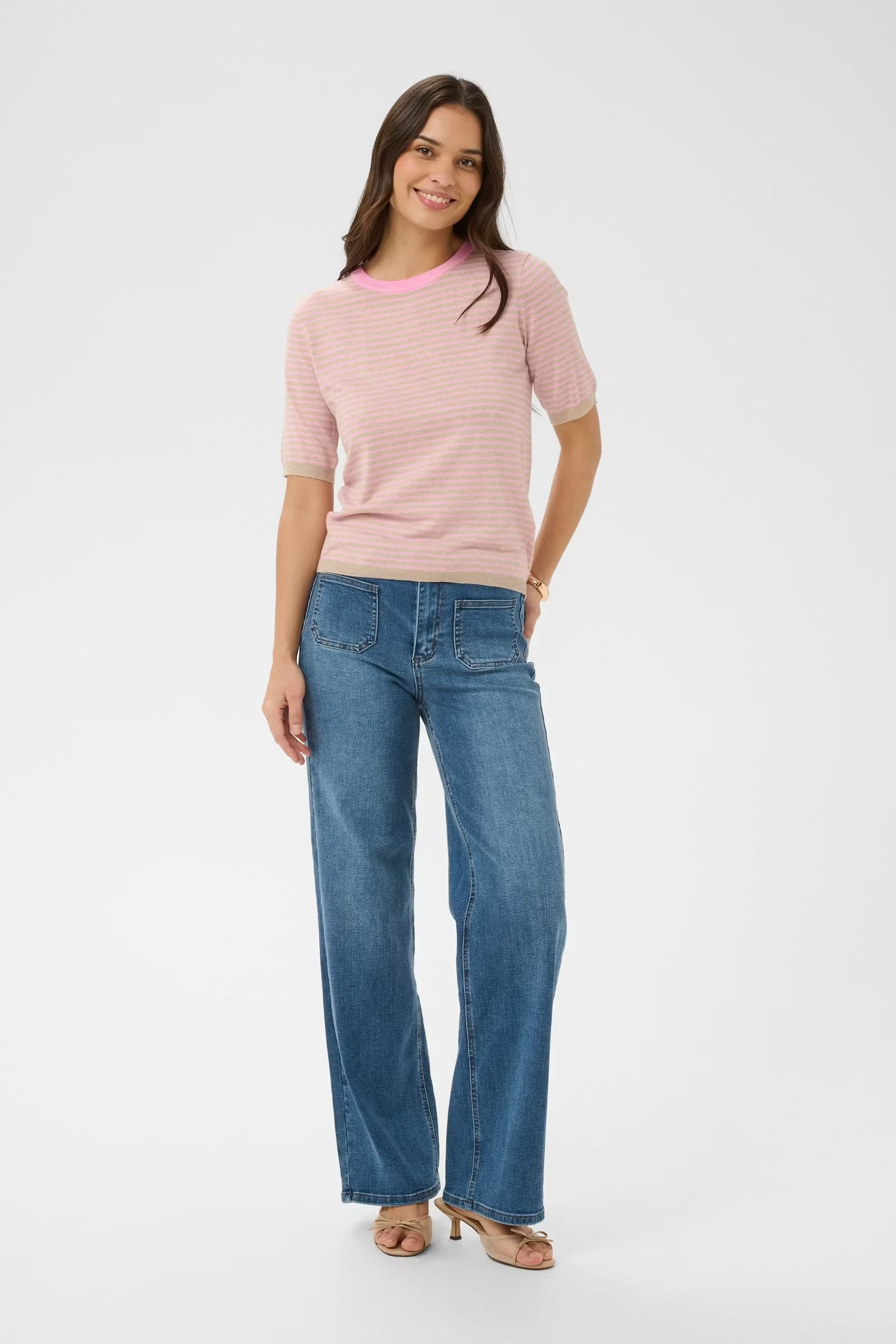 KAFFE LIZZA NARROW STRIPED PULLOVER