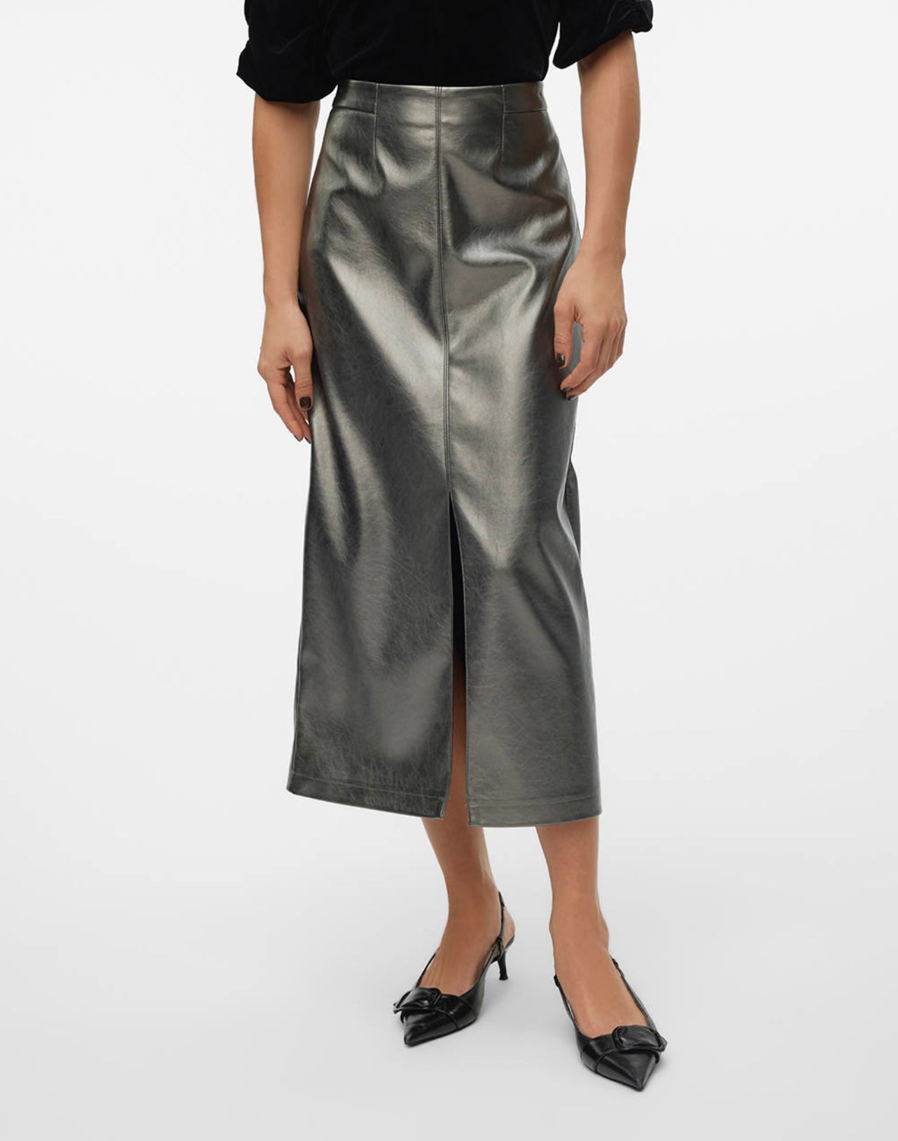 VERO MODA CAMILLA COATED MIDI SKIRT