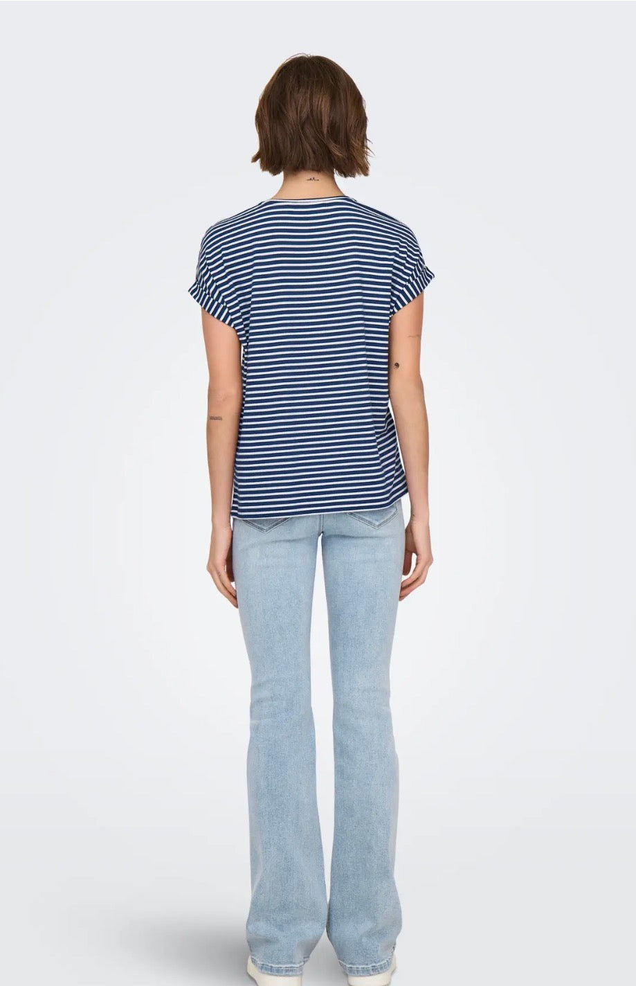 ONLY MOSTER STRIPE S/S O-NECK TOP - NAVAL ACADEMY/CLOUD DANCER