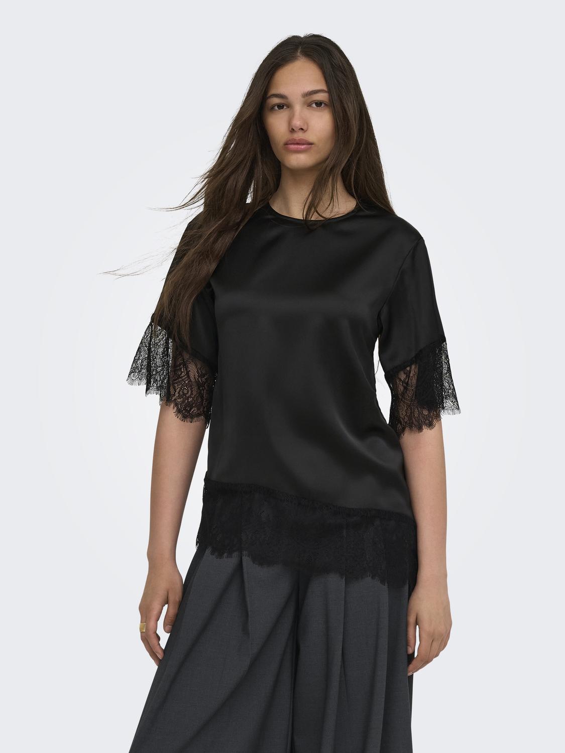 ONLY INDONA 2/4 SATIN LACE TOP WVN