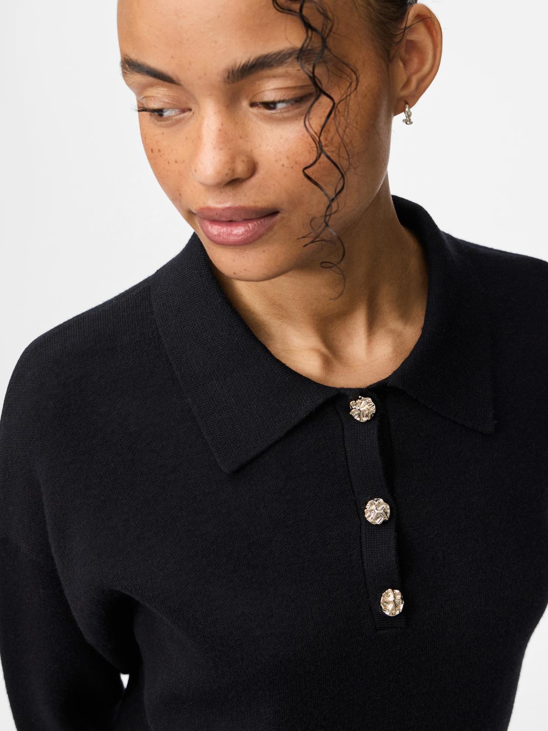 PIECES JASSY LS SHORT POLO KNIT