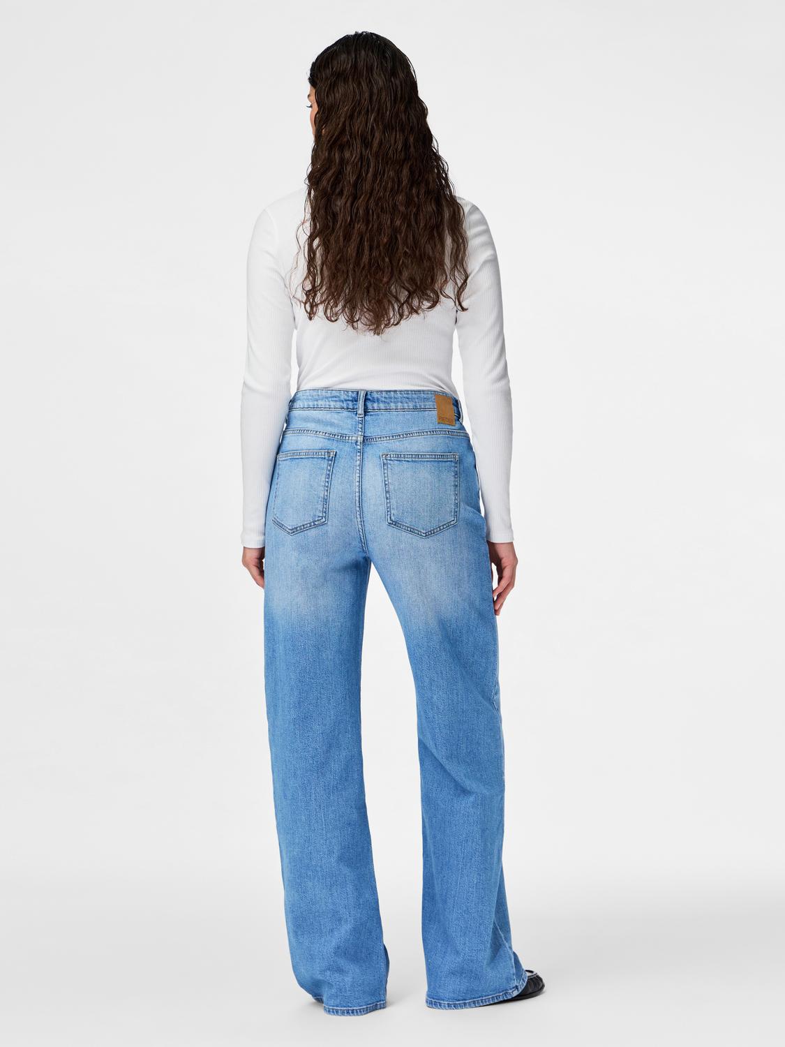 PIECES SILKE MW WIDE JEANS
