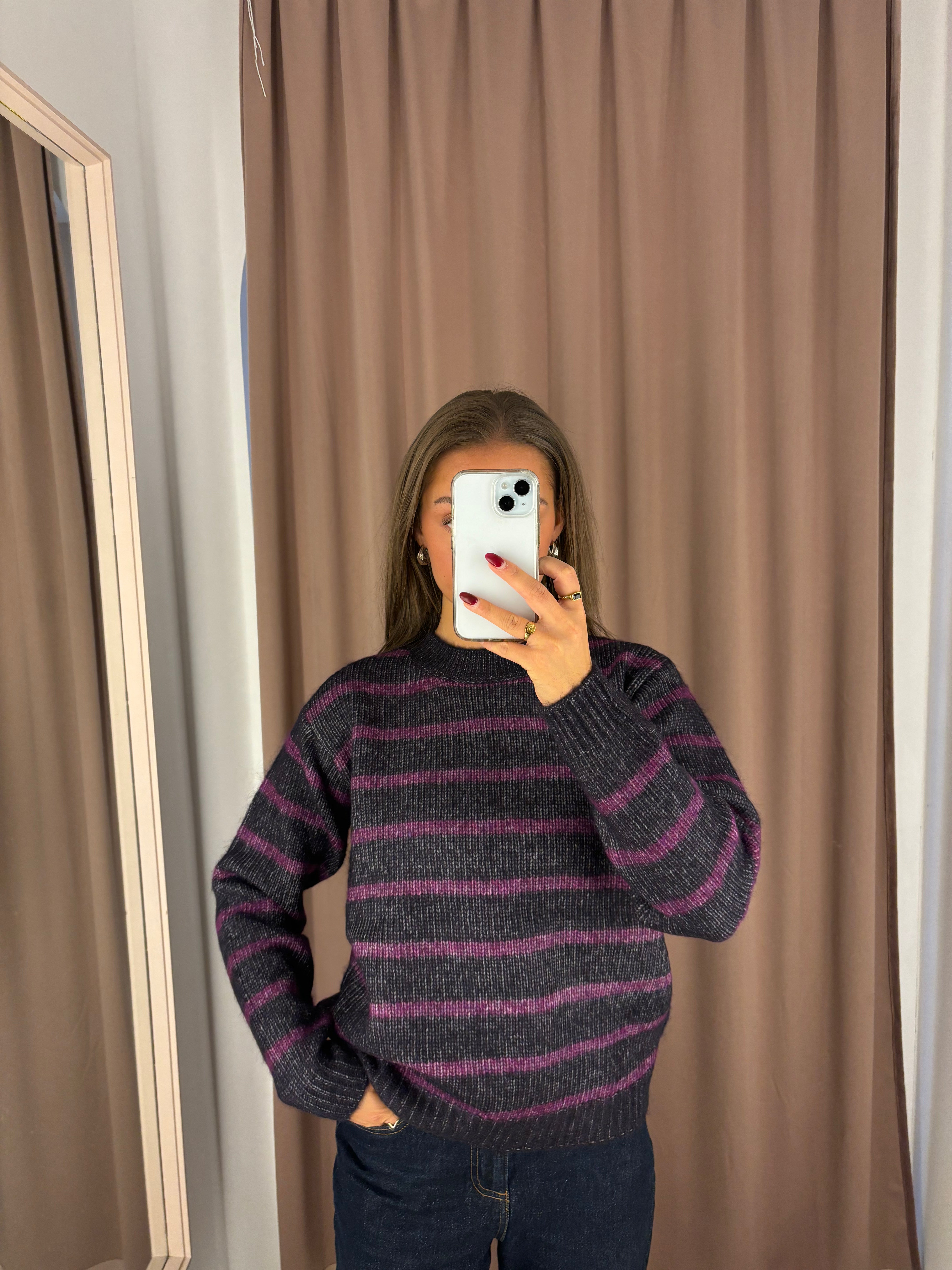 KAFFE KATRINA STRIPED PULLOVER