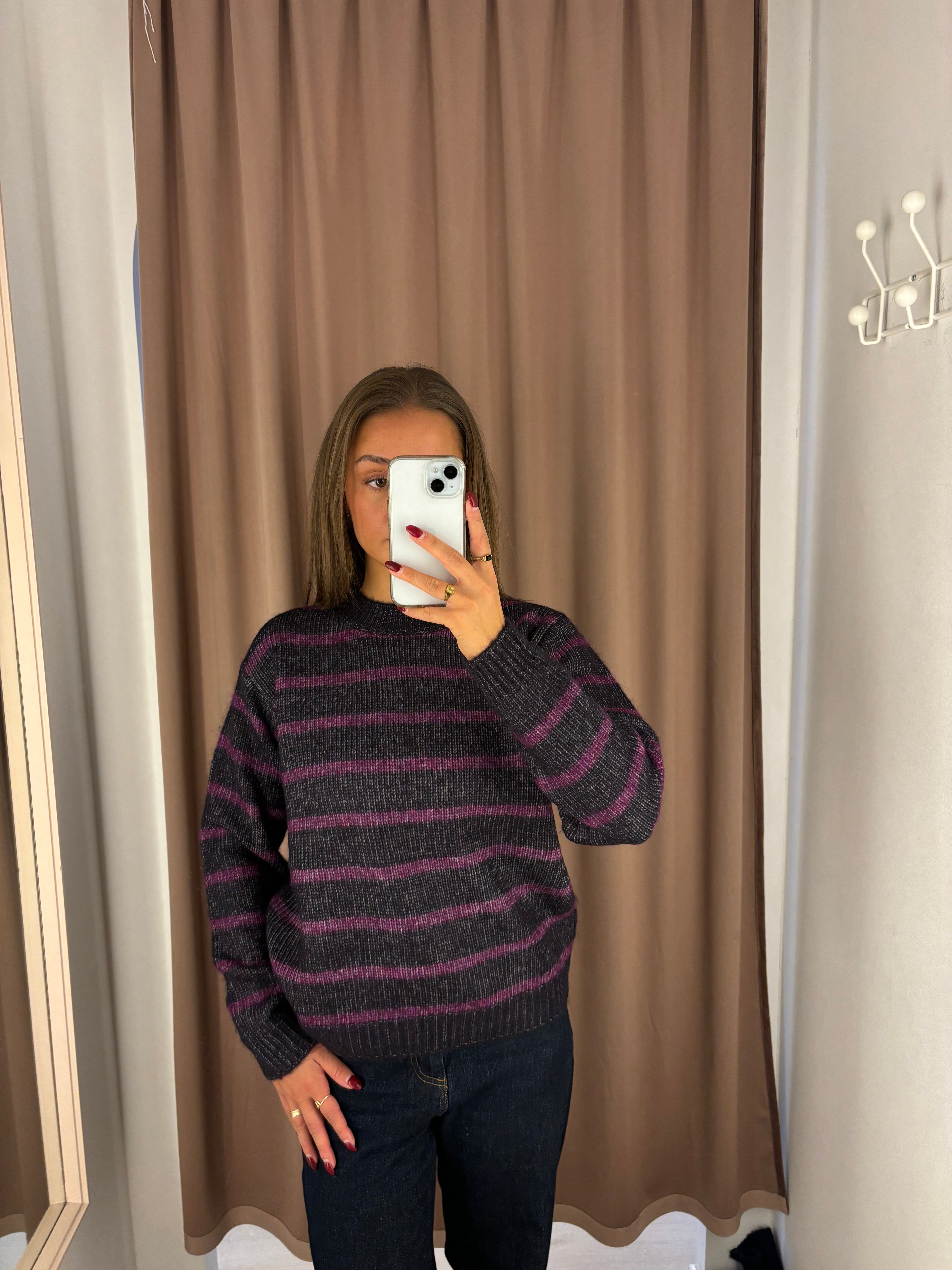 KAFFE KATRINA STRIPED PULLOVER