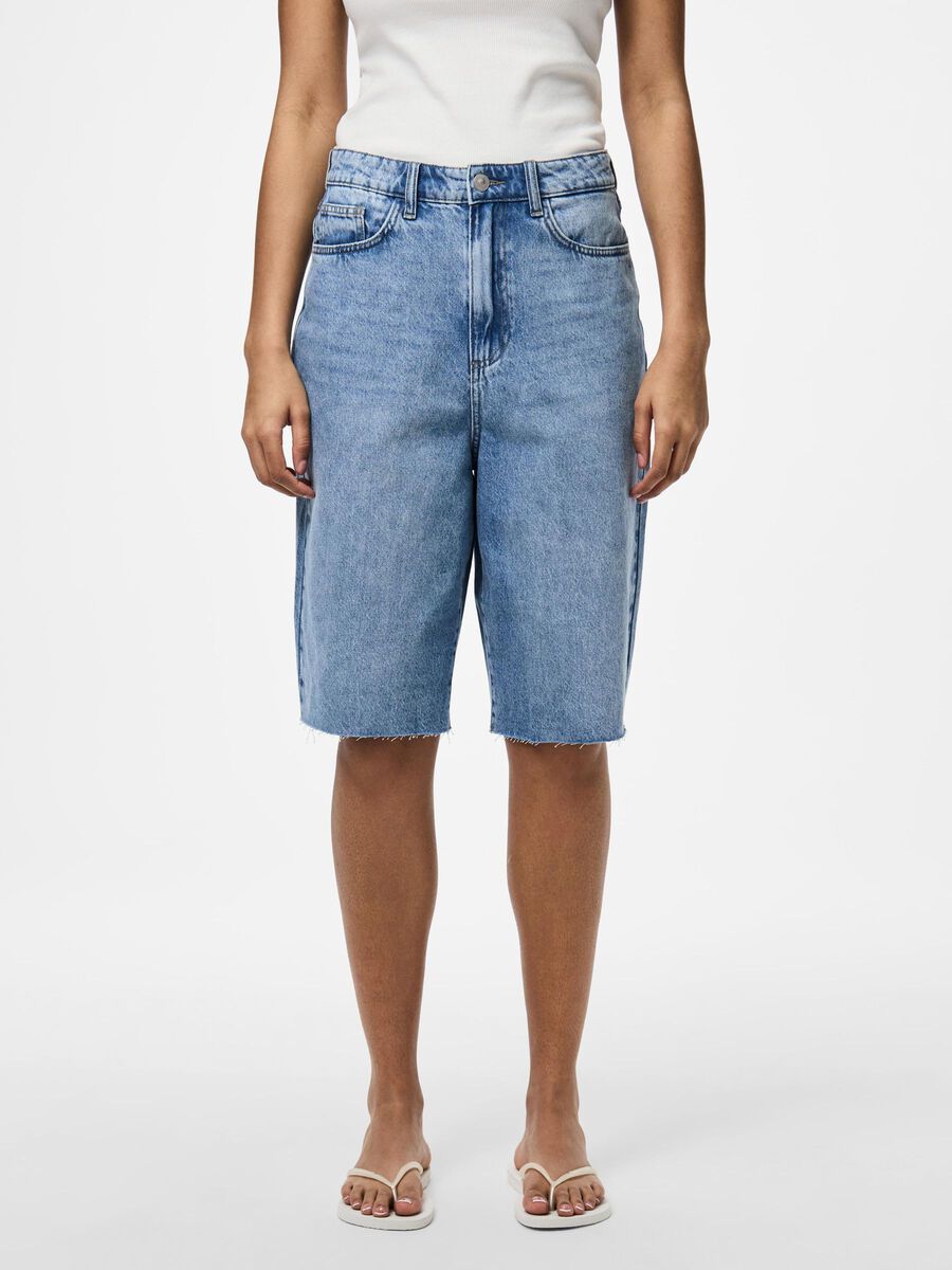 PIECES TASHA MW BAGGY DENIM SHORTS