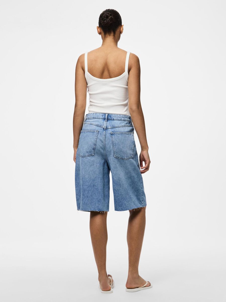 PIECES TASHA MW BAGGY DENIM SHORTS