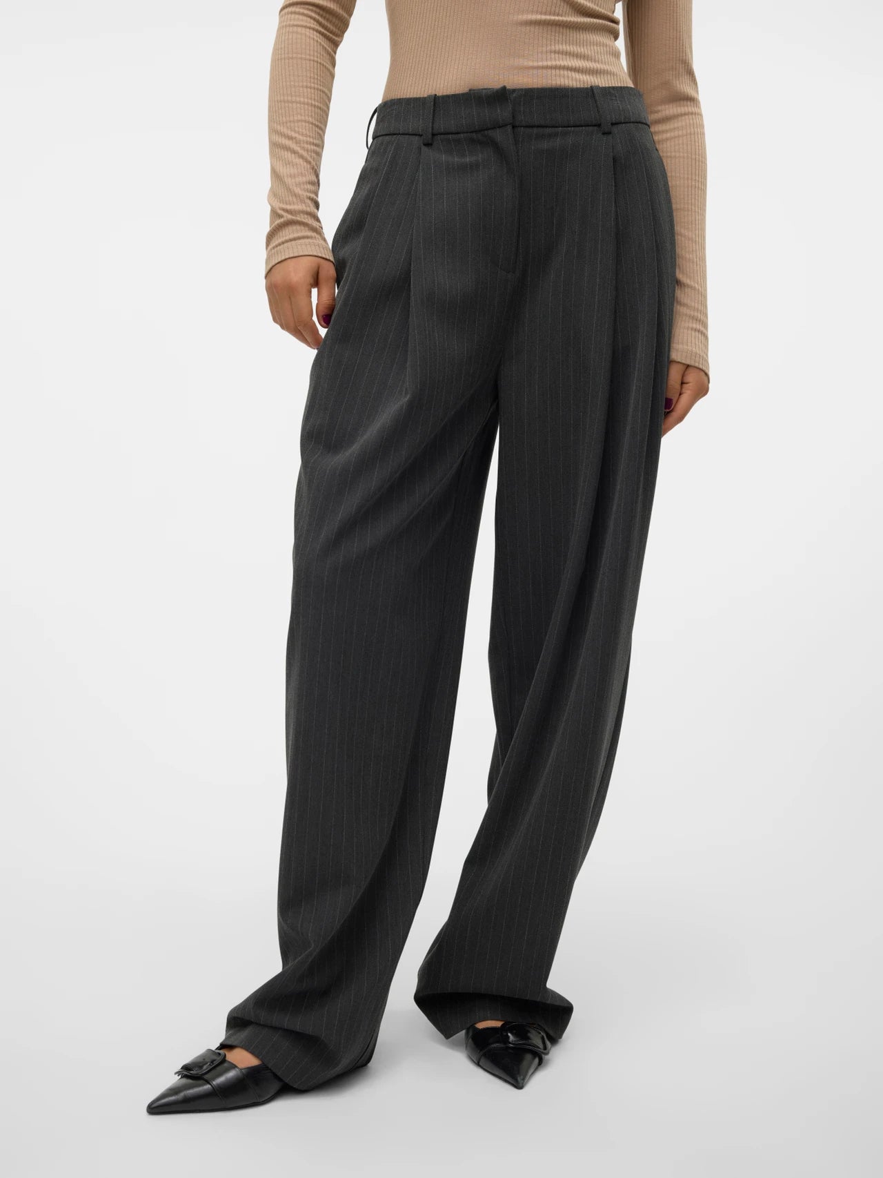 VERO MODA SILJE MW WIDE PINSTRIPE PANTS