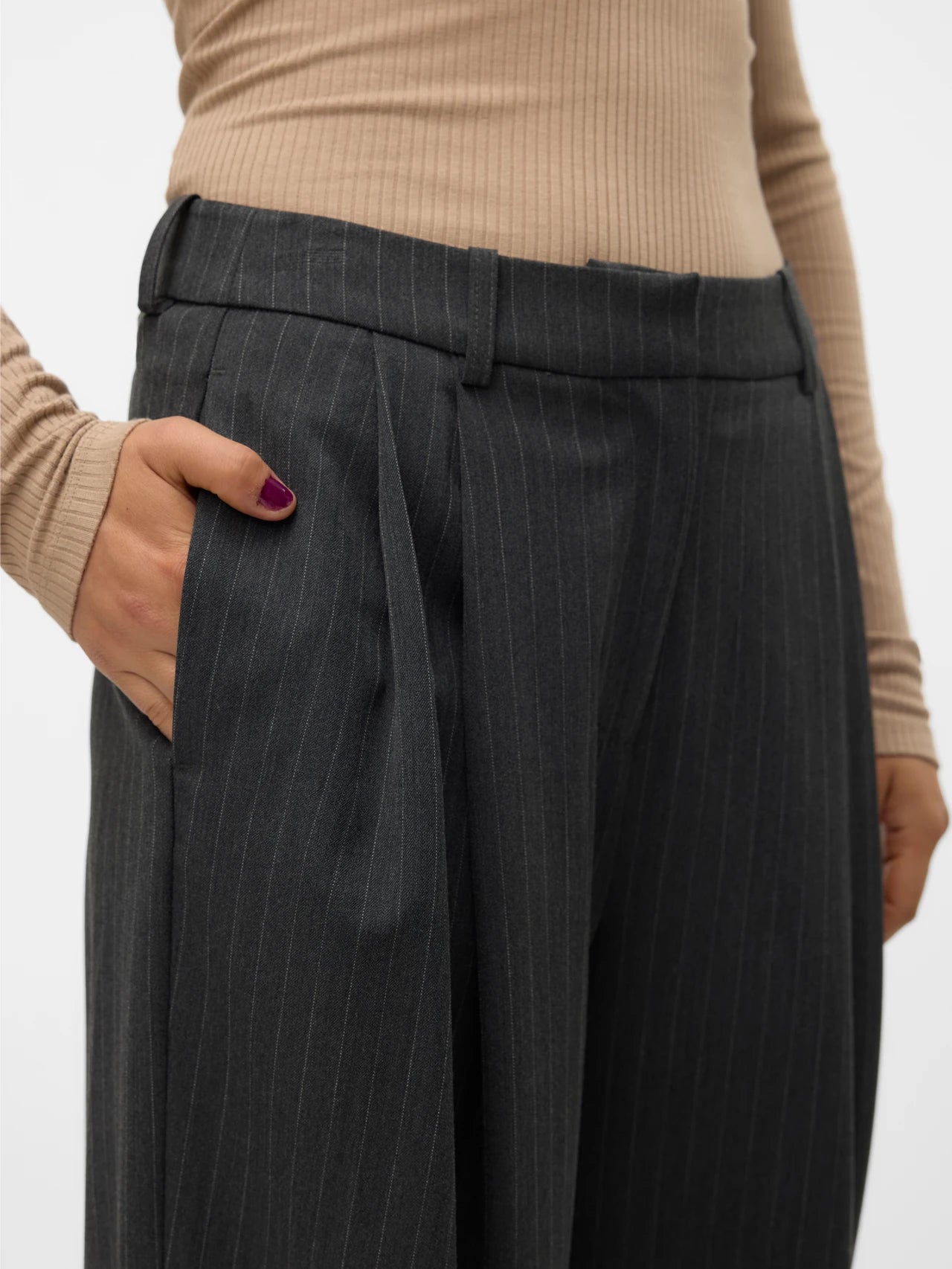 VERO MODA SILJE MW WIDE PINSTRIPE PANTS