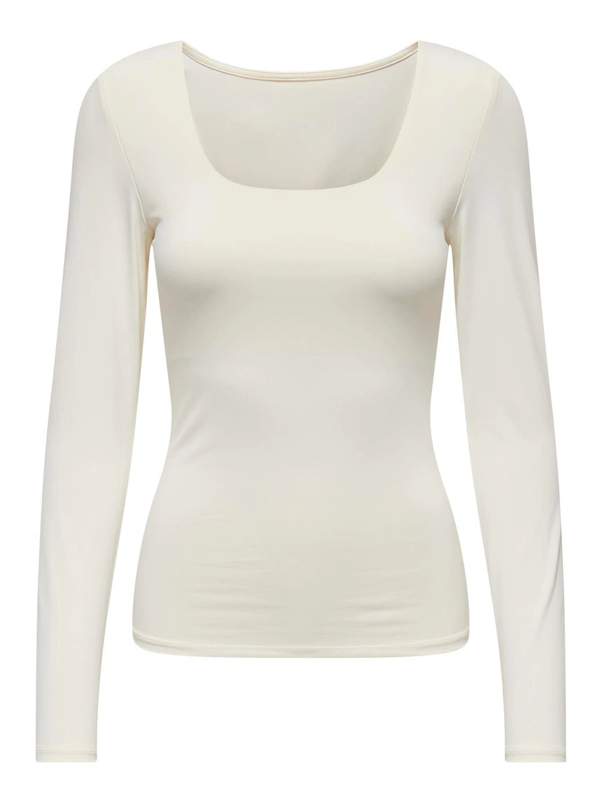 ONLY EA L/S 2-WAY DEEP NECK TOP